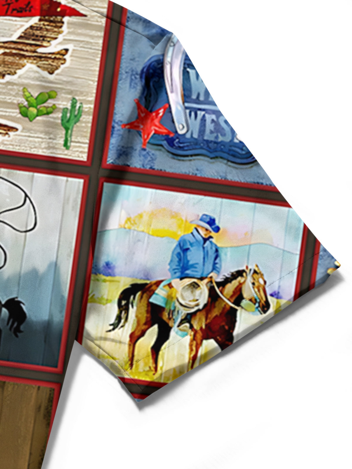 Western Cowboy Print Men's Pocket Short Sleeve Shirts