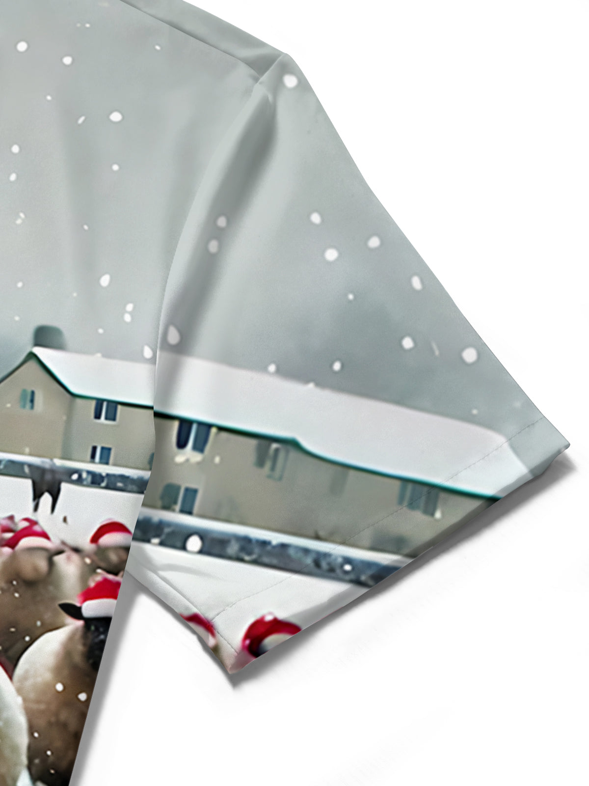 Christmas Sheep Print Men's Pocket Short Sleeve Shirts