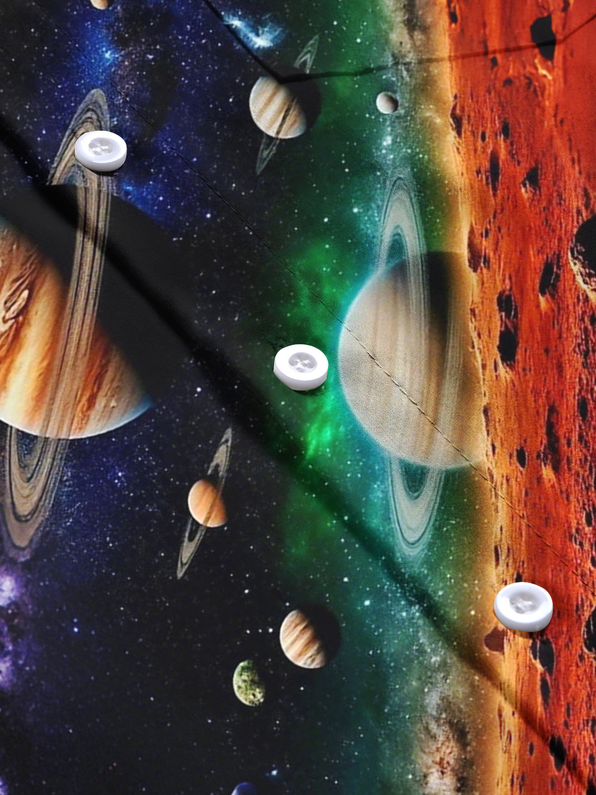 Universe Planet Print Men's Pocket Short Sleeve Shirts