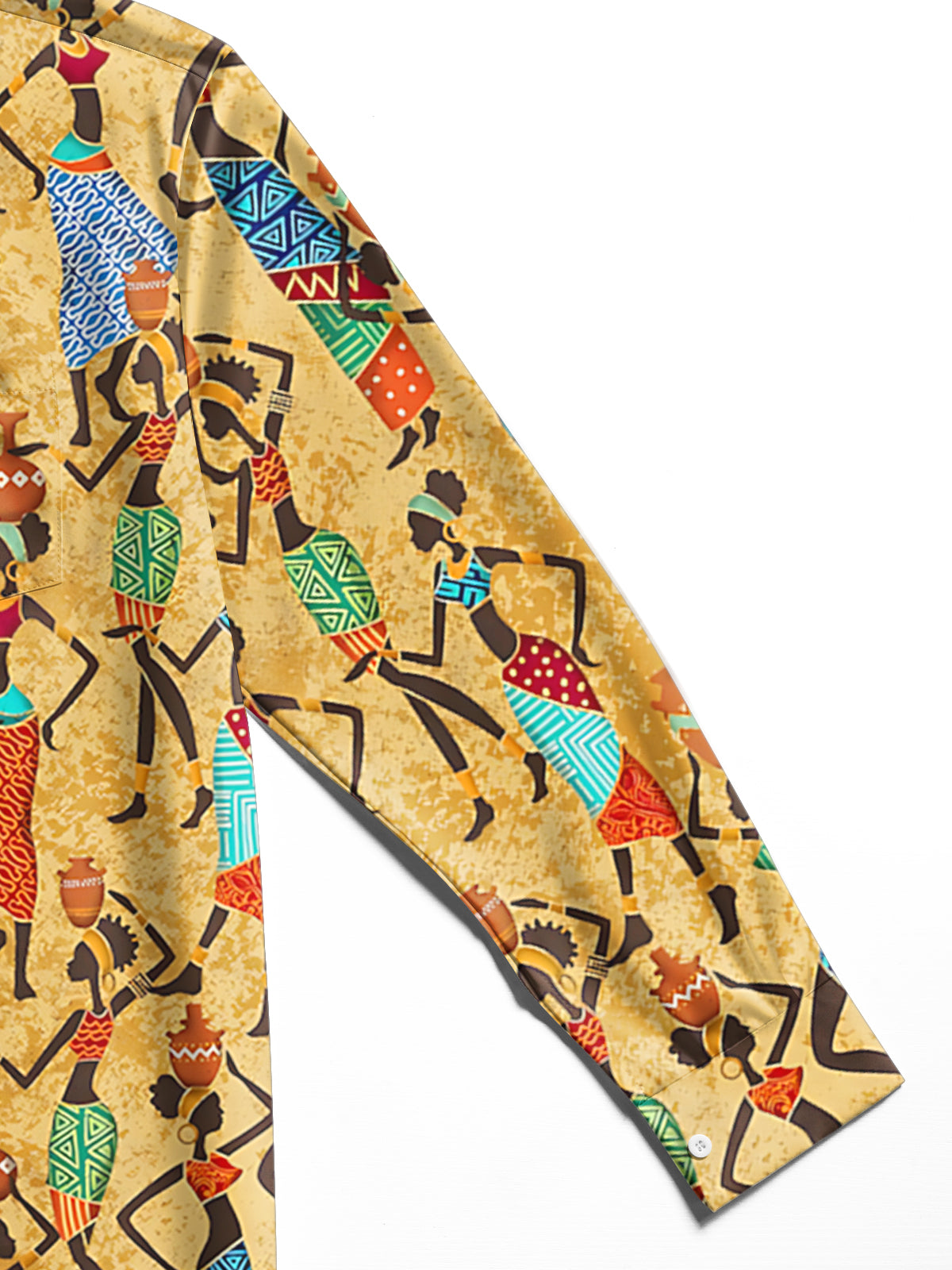 Vintage Art Print Men's Pocket Long Sleeve Shirts