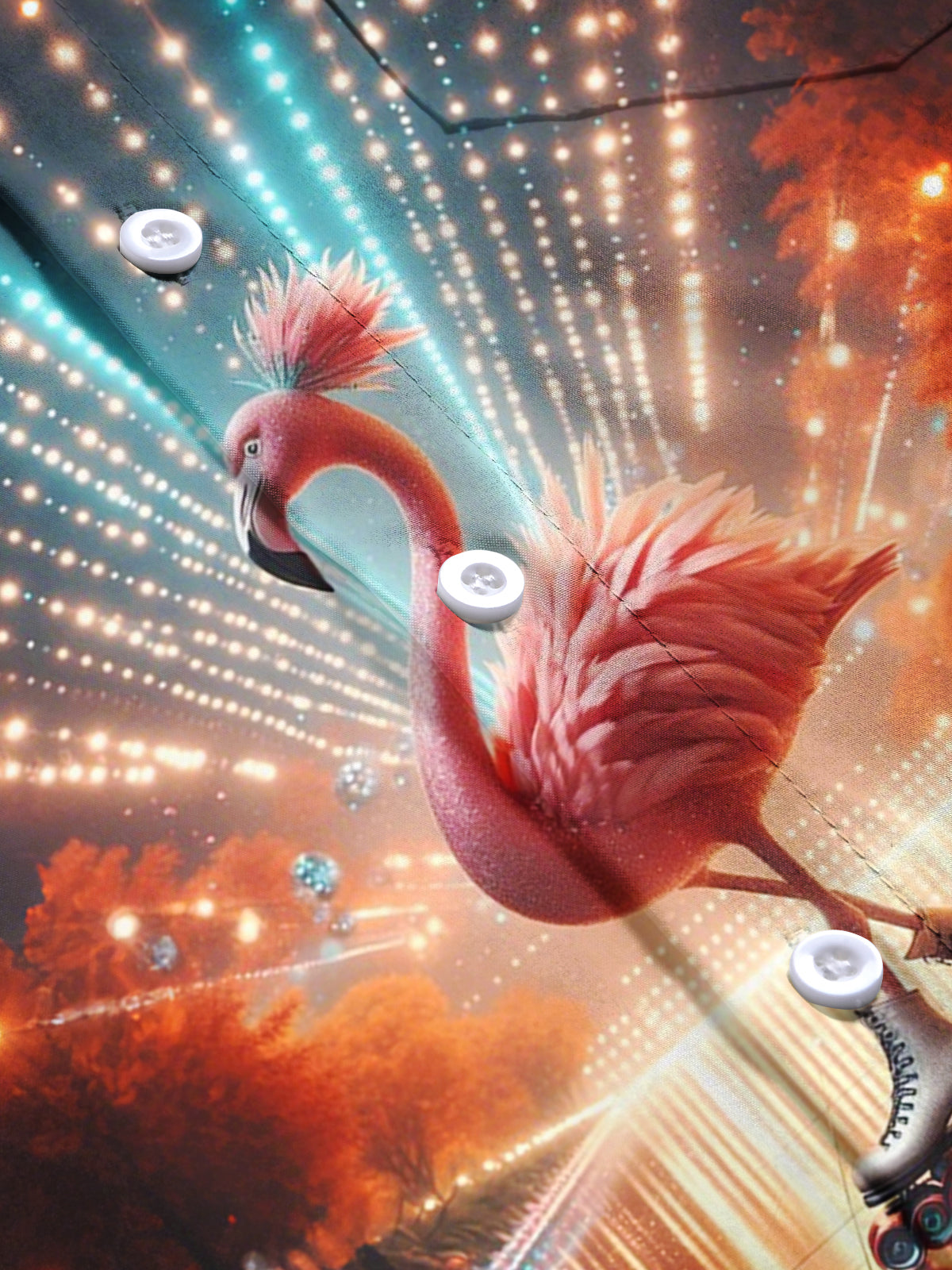 Flamingo Print Men's Pocket Long Sleeve Shirts