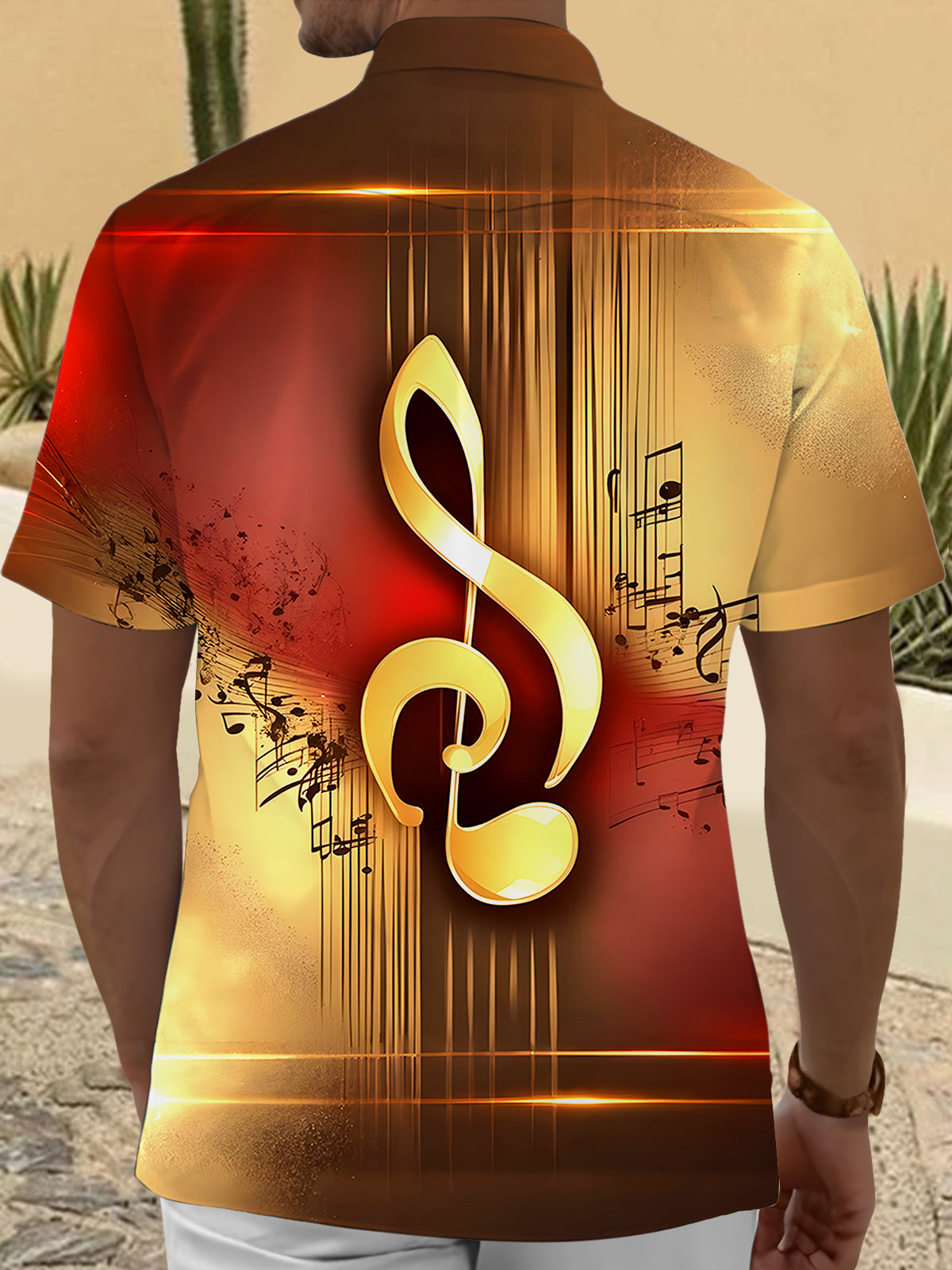 Musical Note Men's Pocket Short Sleeve Shirts