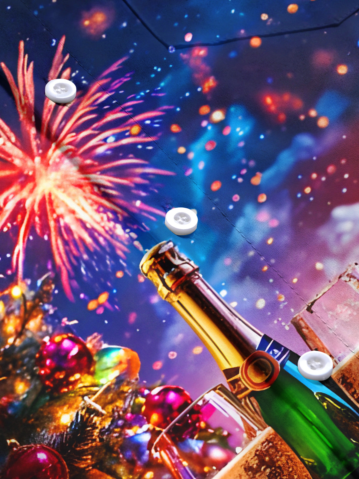 Celebrations Fireworks Wine Glasses Christmas Trees Xmas Men's Pocket Short Sleeve Shirts