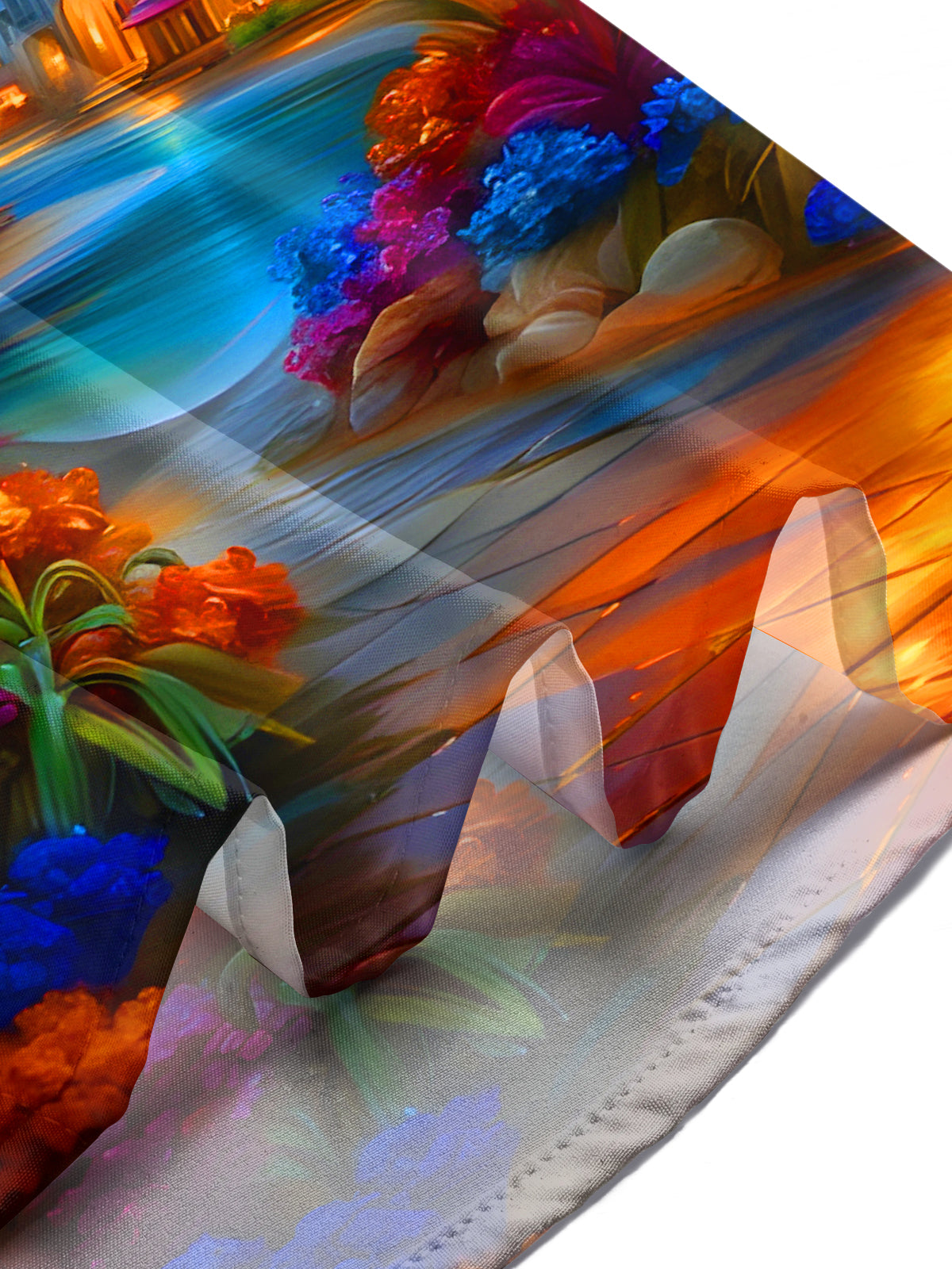 Art Coconut Trees Moon Houses Dark Night Men's Pocket Short Sleeve Shirts