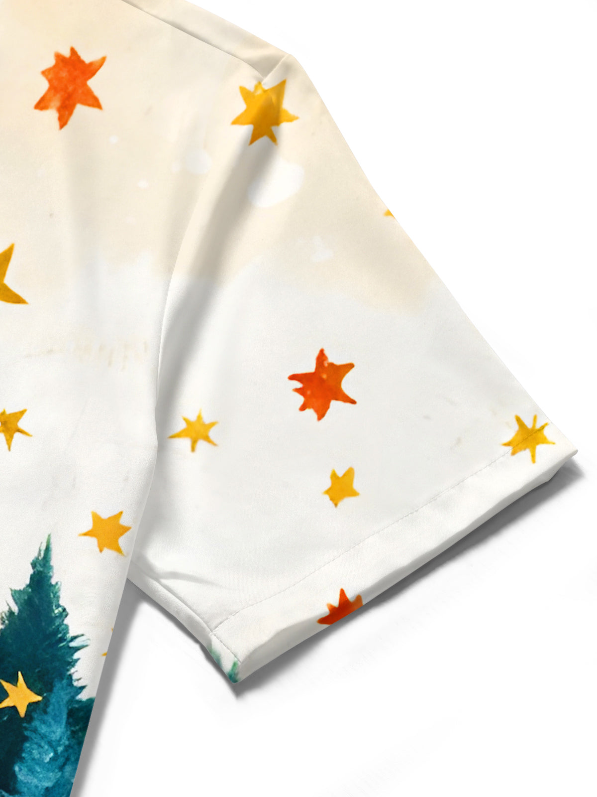 Funny Santa Claus Reindeer Stars Moon Xmas Men's Pocket Short Sleeve Cuban Collar Shirts