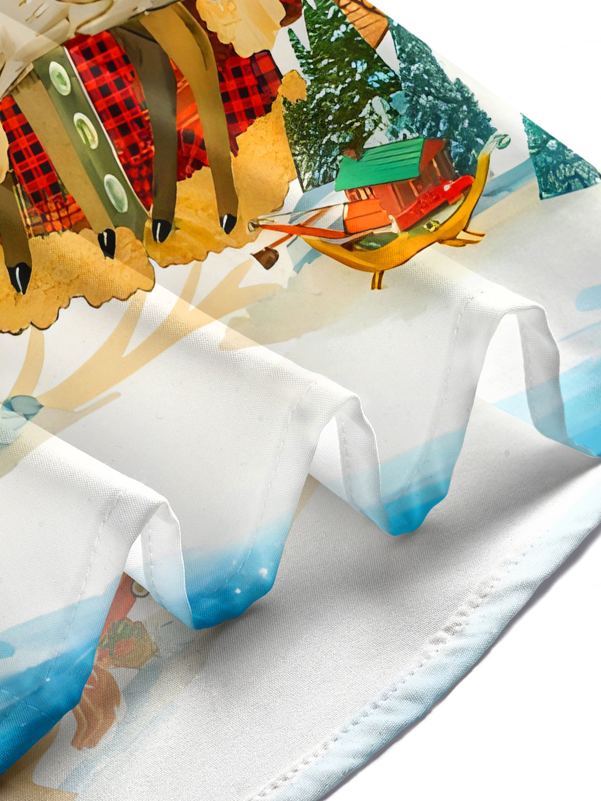 Funny Santa Claus Reindeer Stars Moon Xmas Men's Pocket Short Sleeve Cuban Collar Shirts