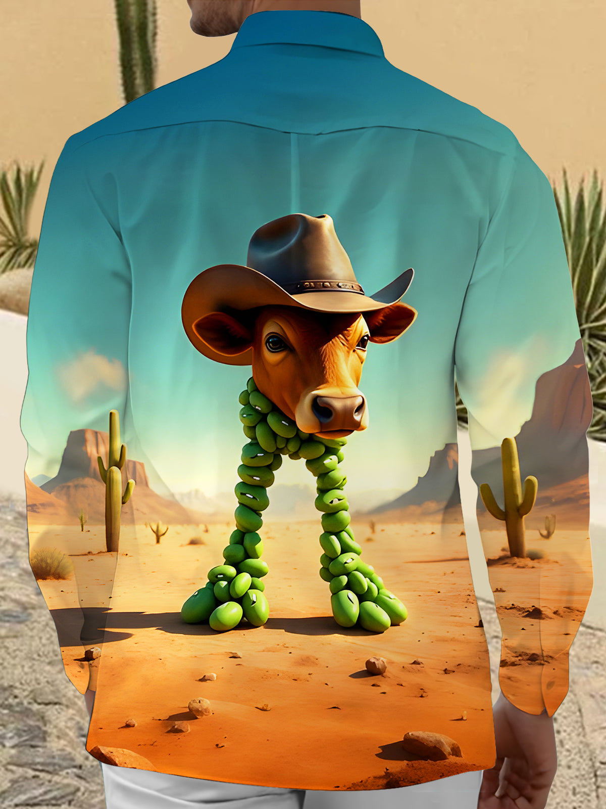 Funny Cow Western Cowboy Men's Pocket Long Sleeve Shirts