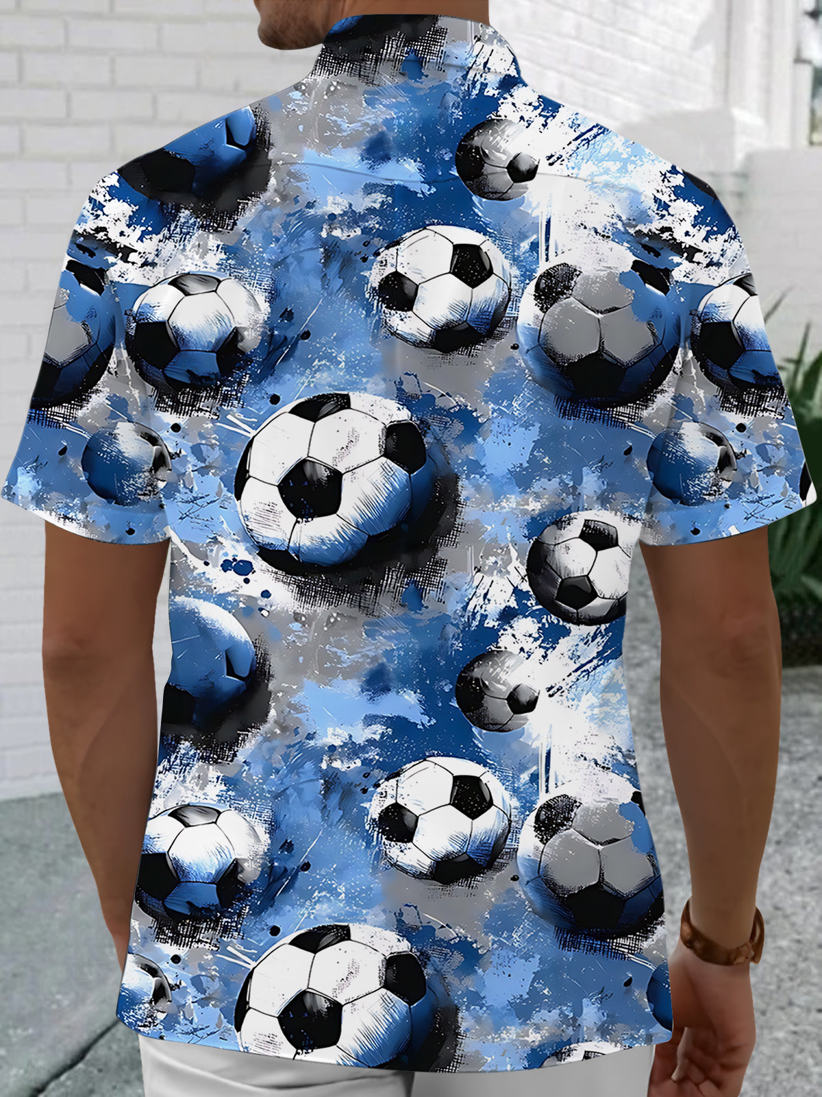 Football Print Men's Pocket Short Sleeve Shirts