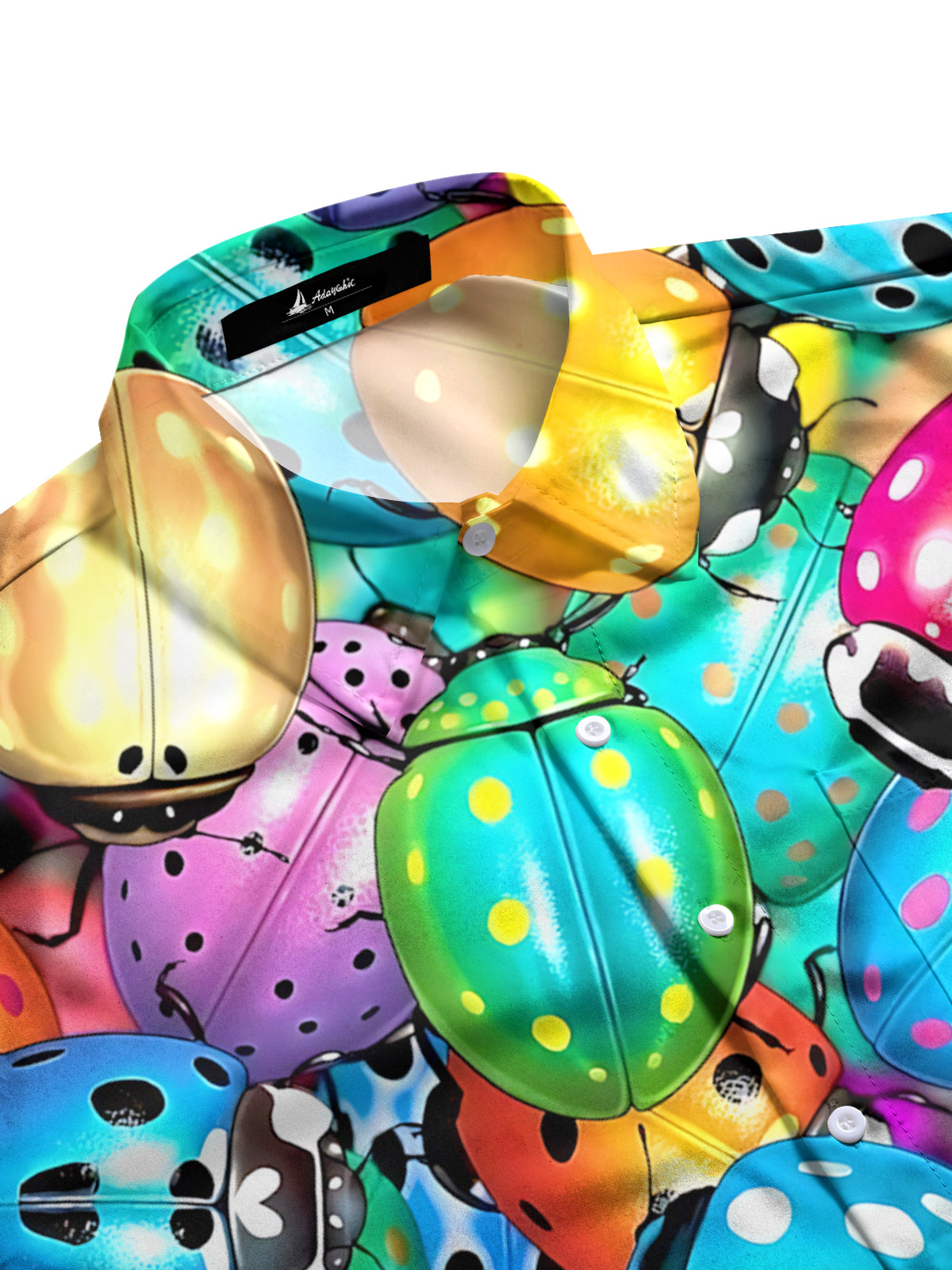 Ladybug Print Men's Pocket Short Sleeve Shirts