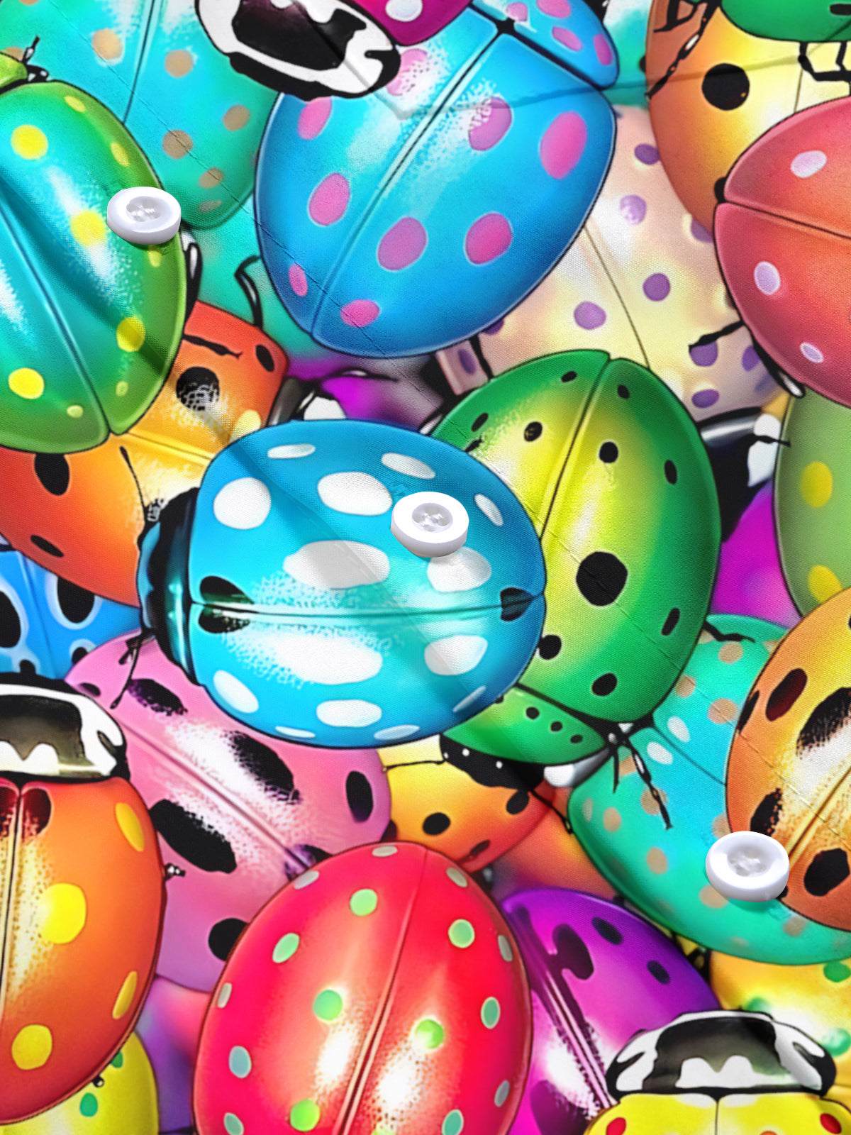 Ladybug Print Men's Pocket Short Sleeve Shirts