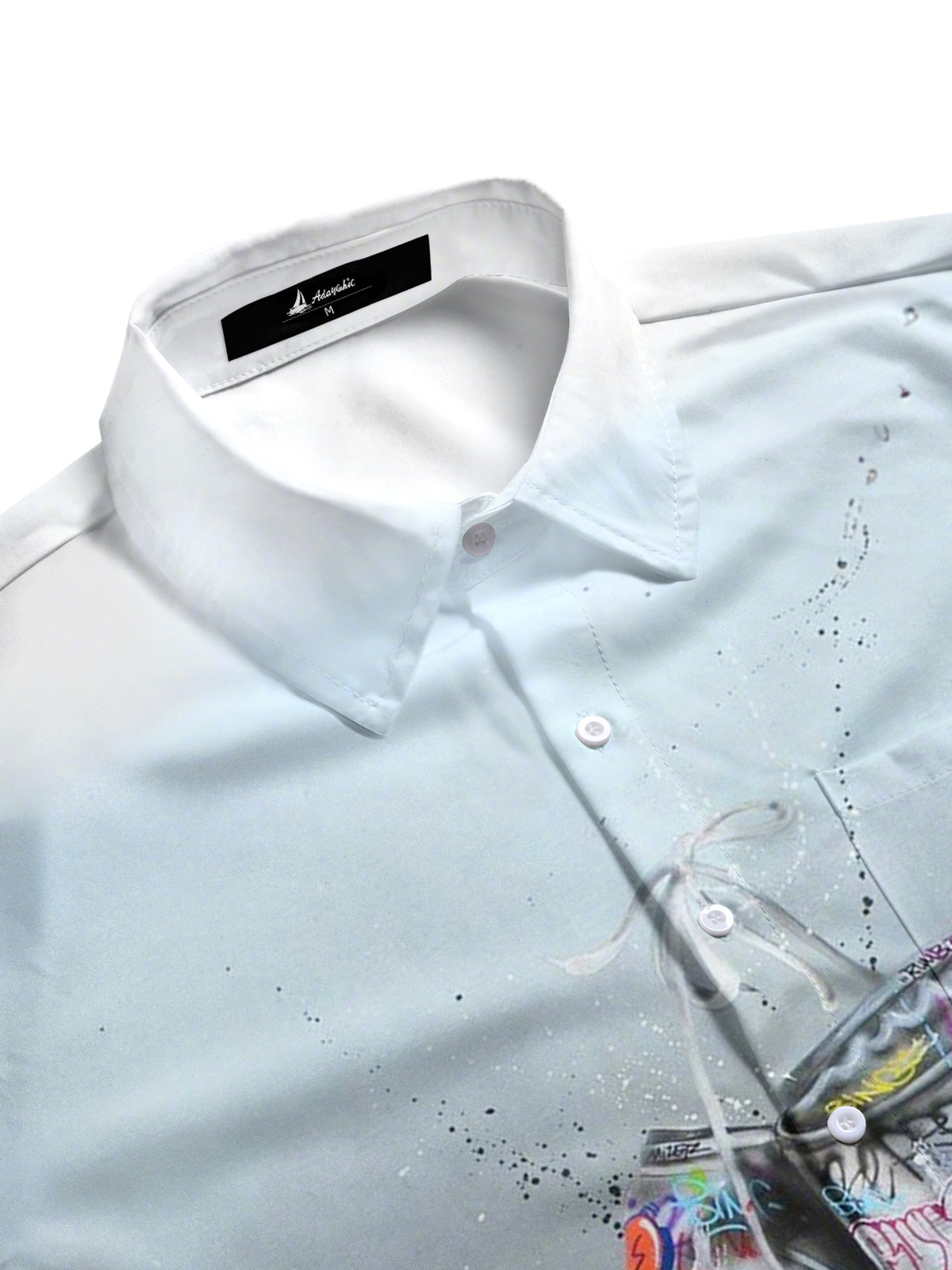 Graffiti Boxing Gloves Print Men's Pocket Short Sleeve Shirts