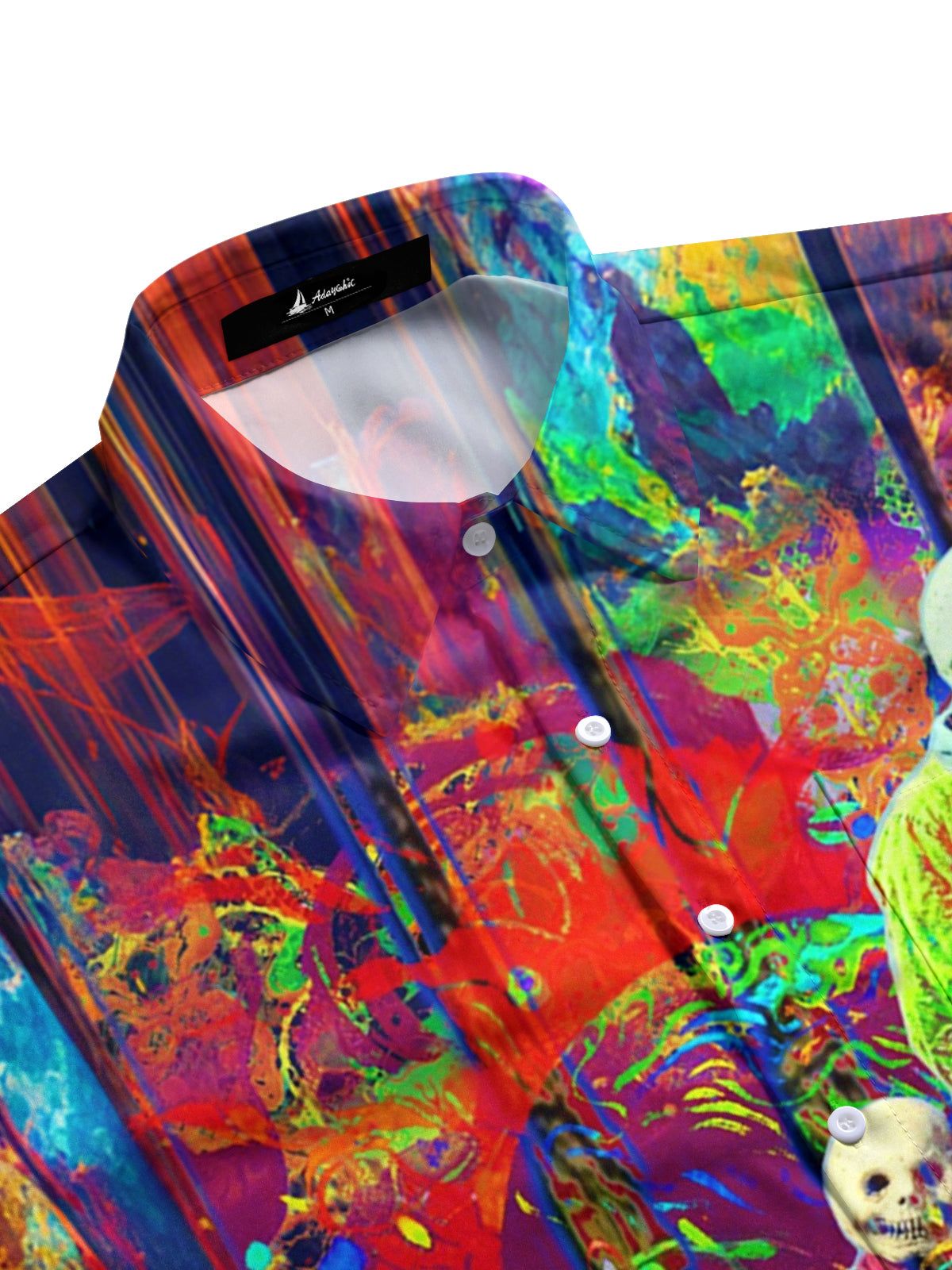 Abstract Skull Art Print Men's Pocket Short Sleeve Shirts