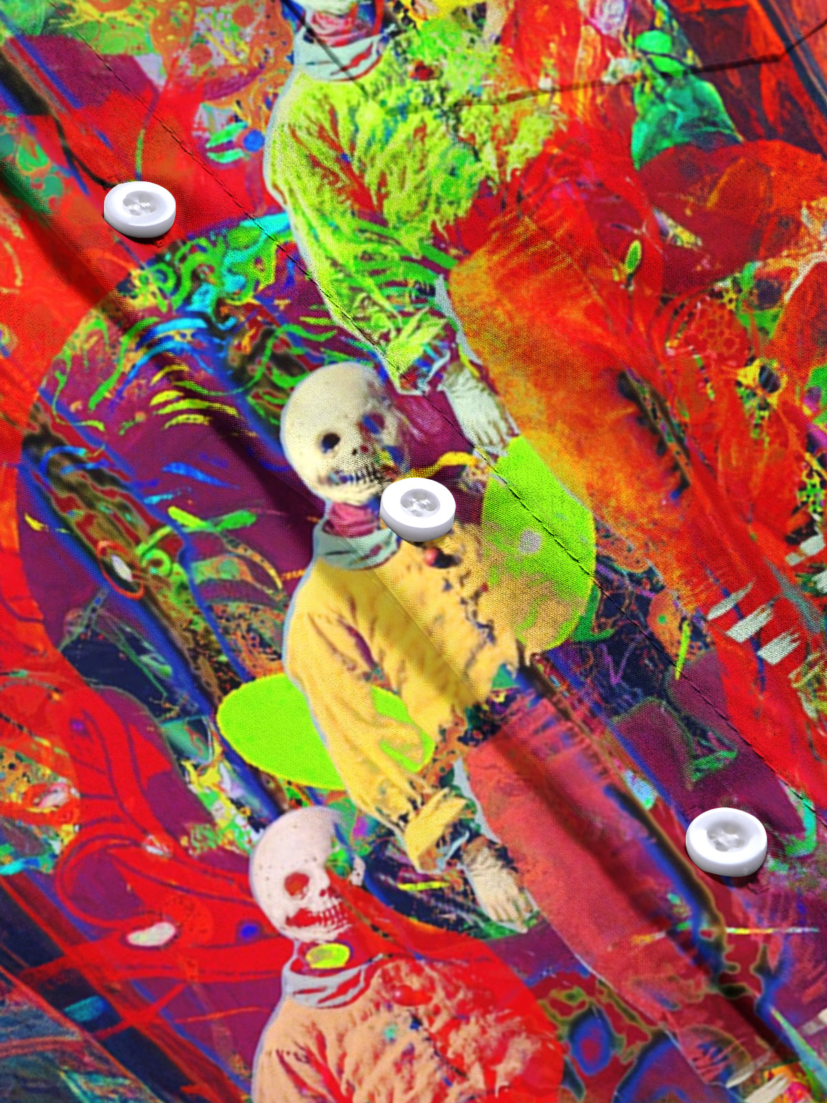 Abstract Skull Art Print Men's Pocket Short Sleeve Shirts