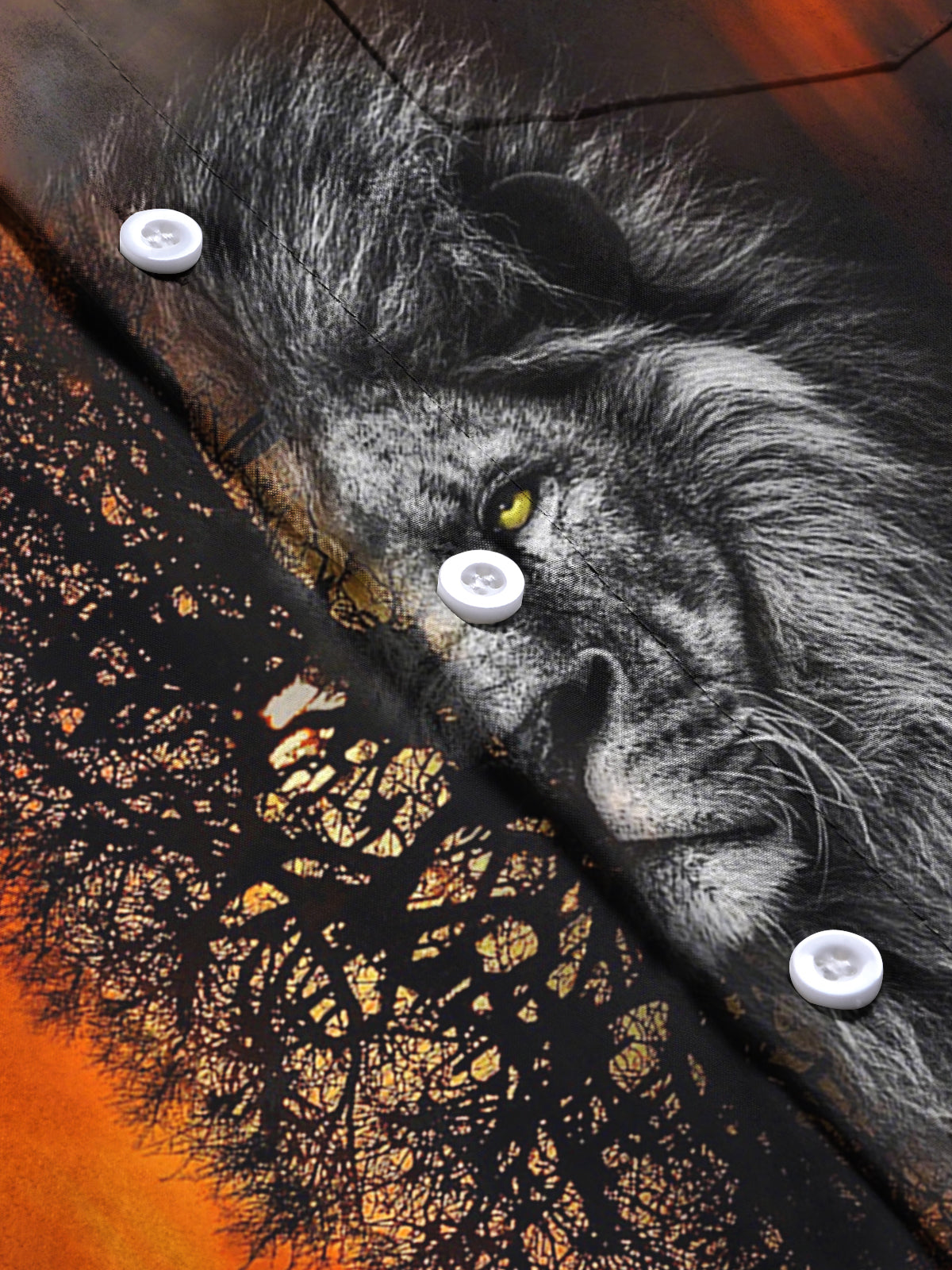 Lion Print Men's Pocket Short Sleeve Shirts