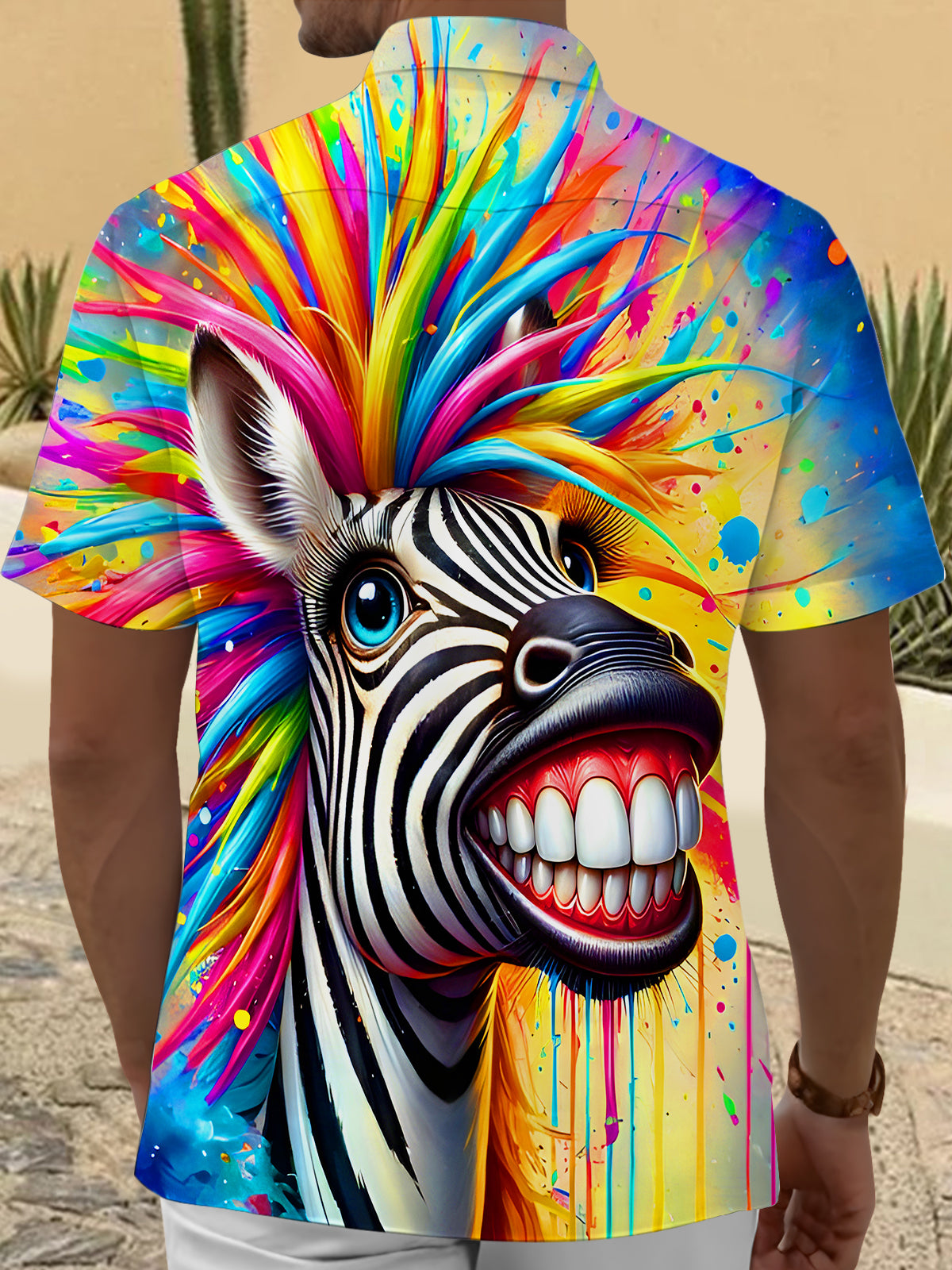 Funny Zebra Baring Teeth Men's Pocket Short Sleeve Shirts