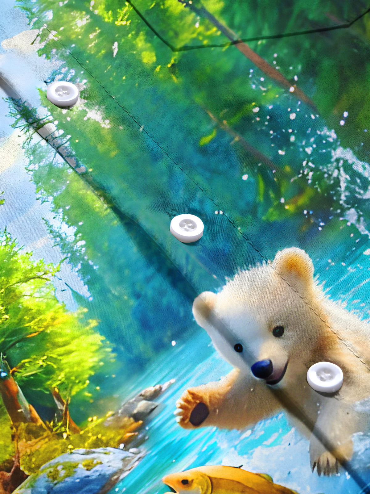 Funny Polar Bear Catching Fish Men's Pocket Short Sleeve Shirts