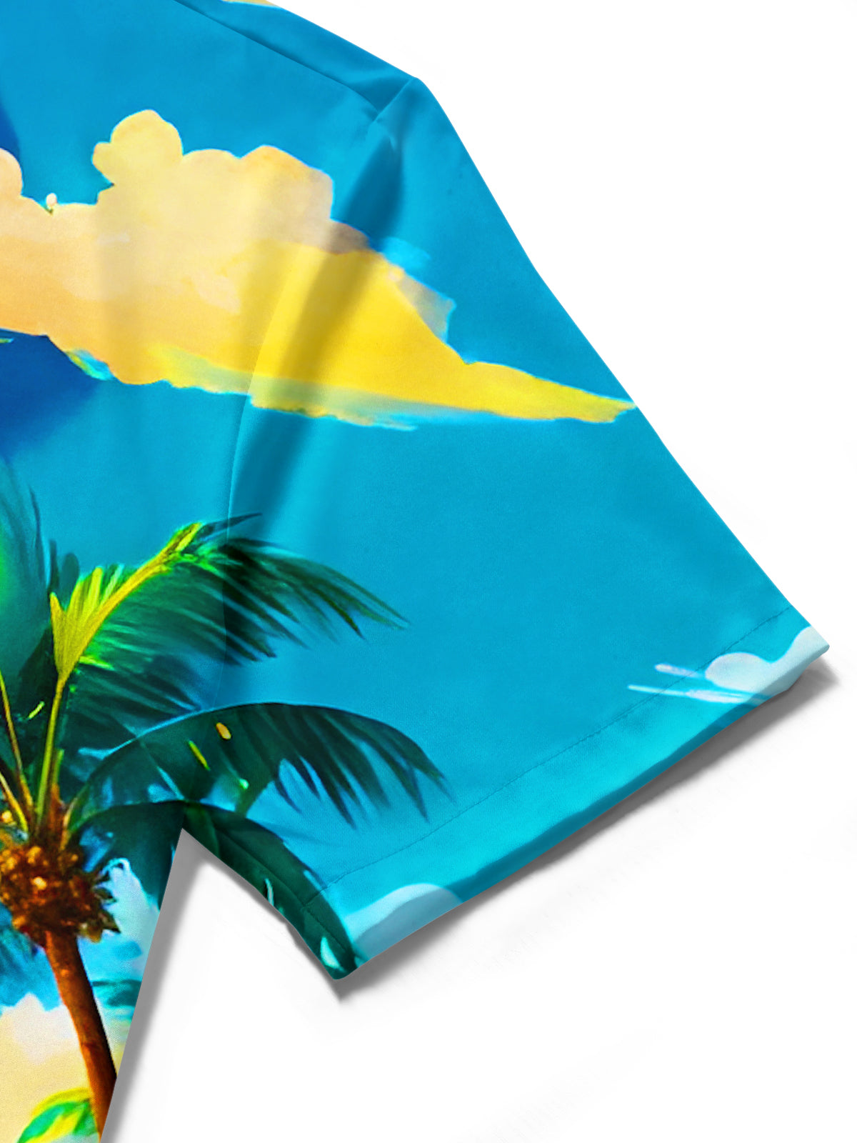 Hawaiian Coconut Palm Beach Geometry Men's Pocket Short Sleeve Shirts