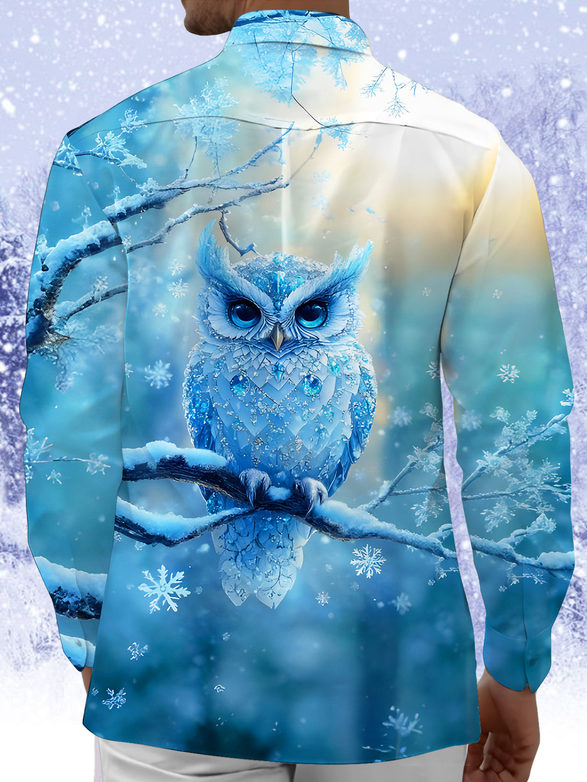 Ice Owl Men's Pocket Long Sleeve Shirts