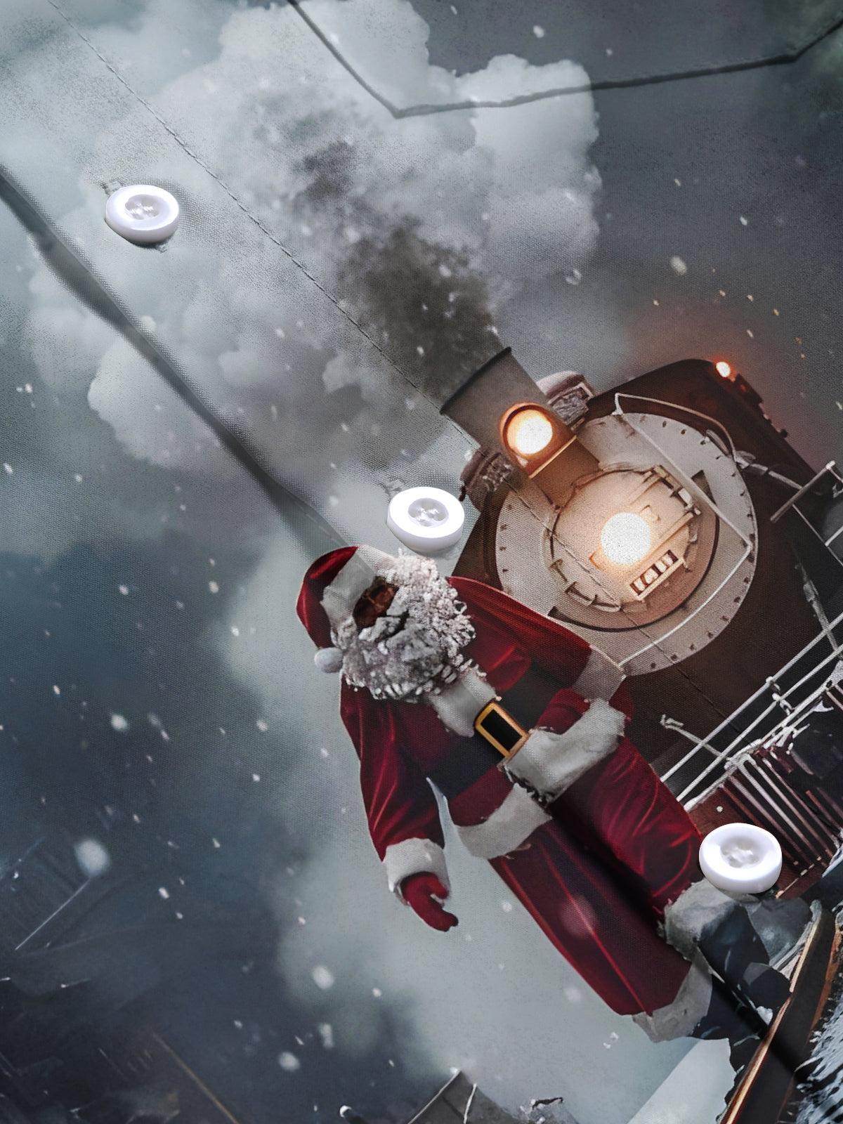 Dark Santa Claus Train Christmas Xmas Men's Pocket Long Sleeve Shirts