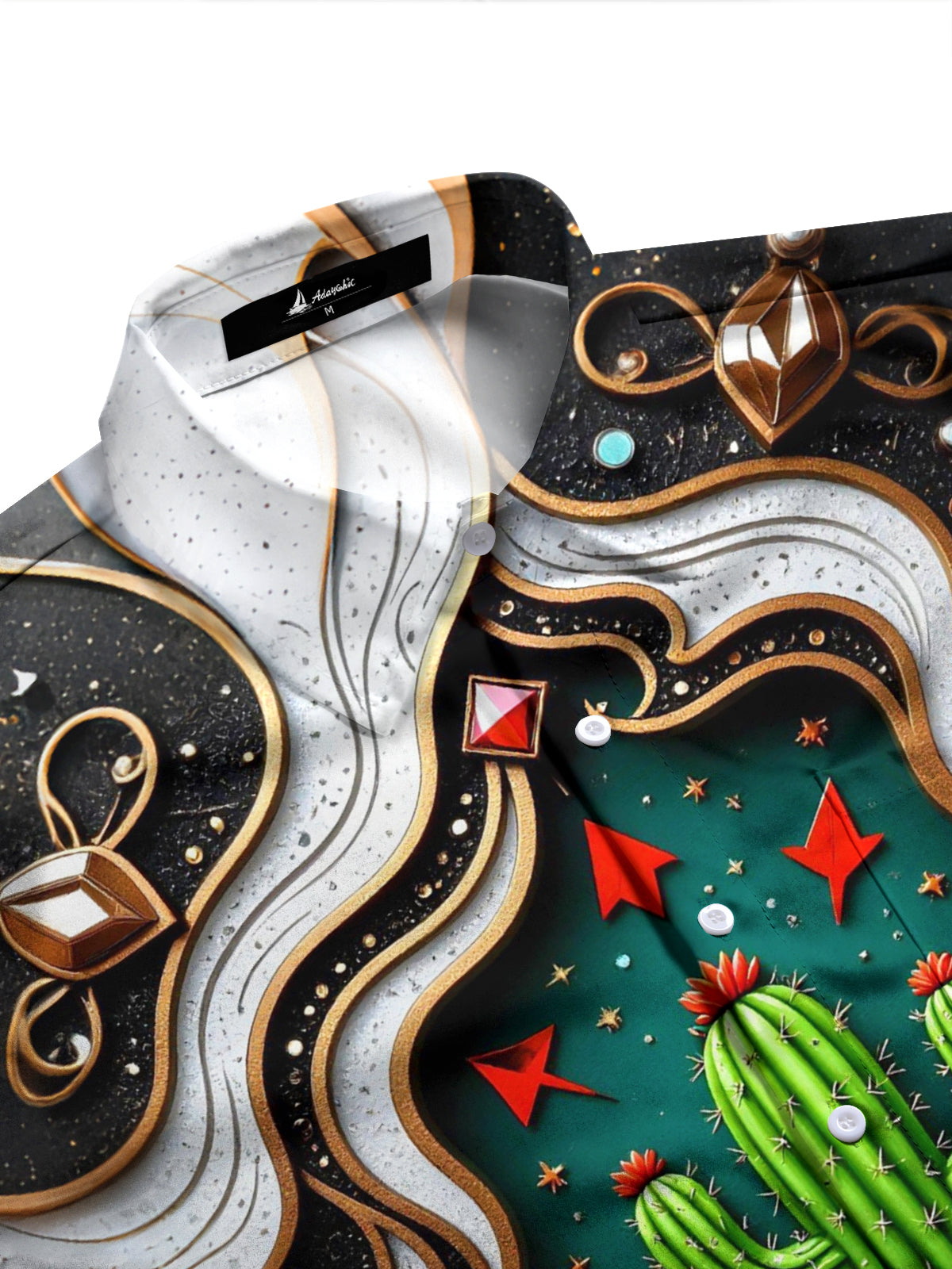 Cactus Print Men's Pocket Long Sleeve Shirts