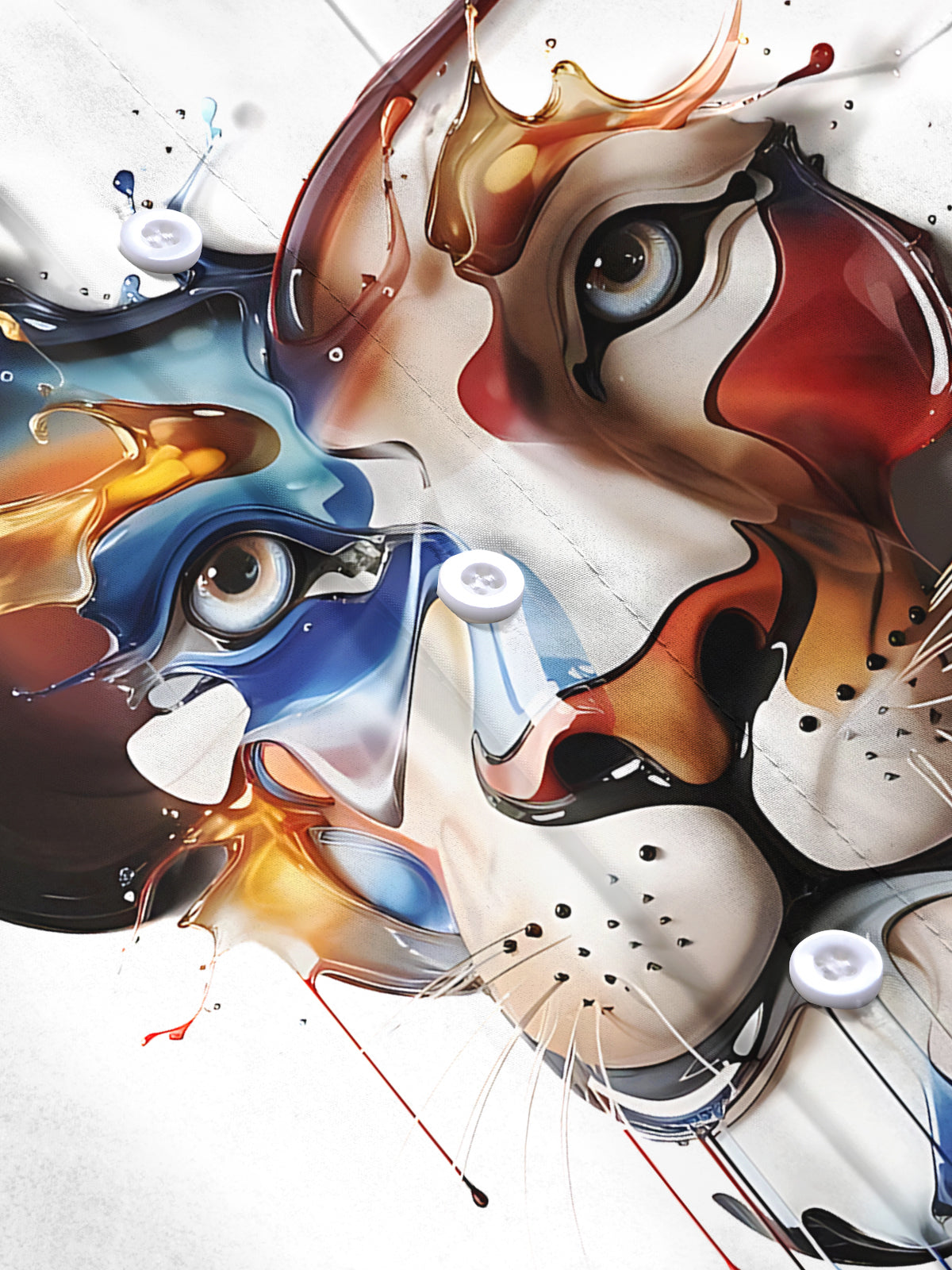 Lion Art Print Men's Pocket Short Sleeve Shirts