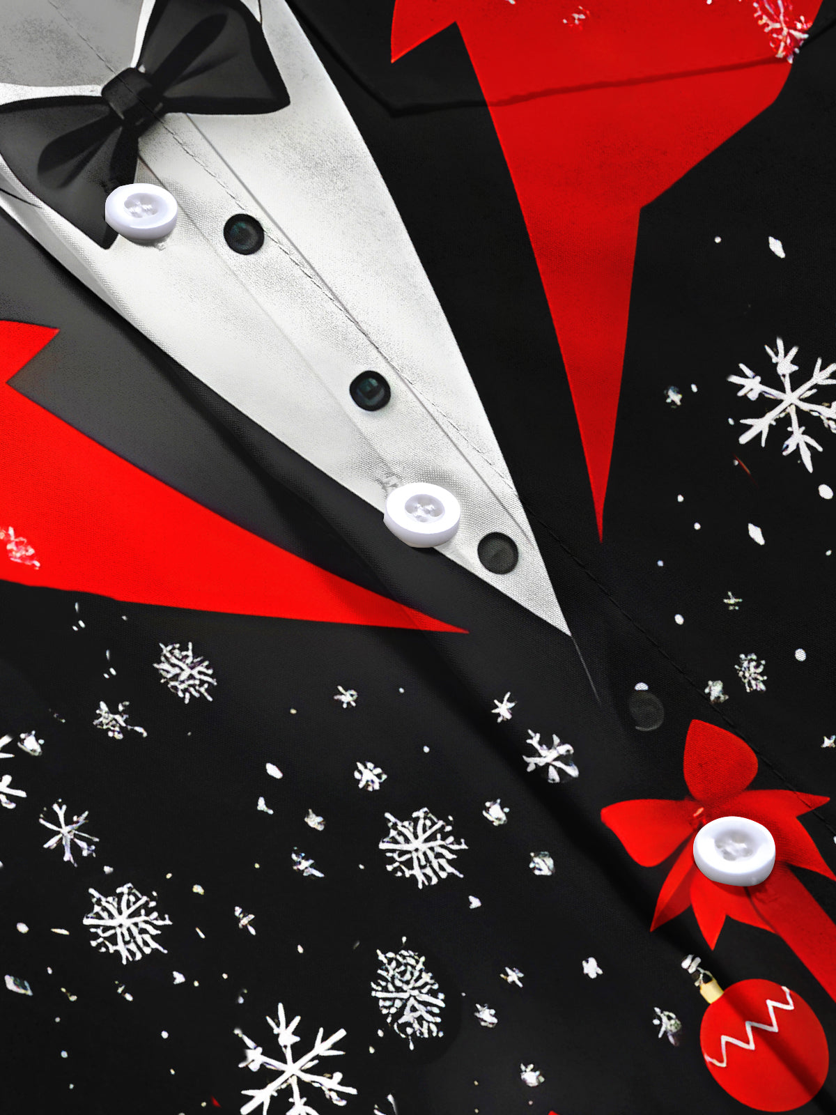 Funny Christmas Snowflake Color Block Xmas Men's Pocket Short Sleeve Shirts