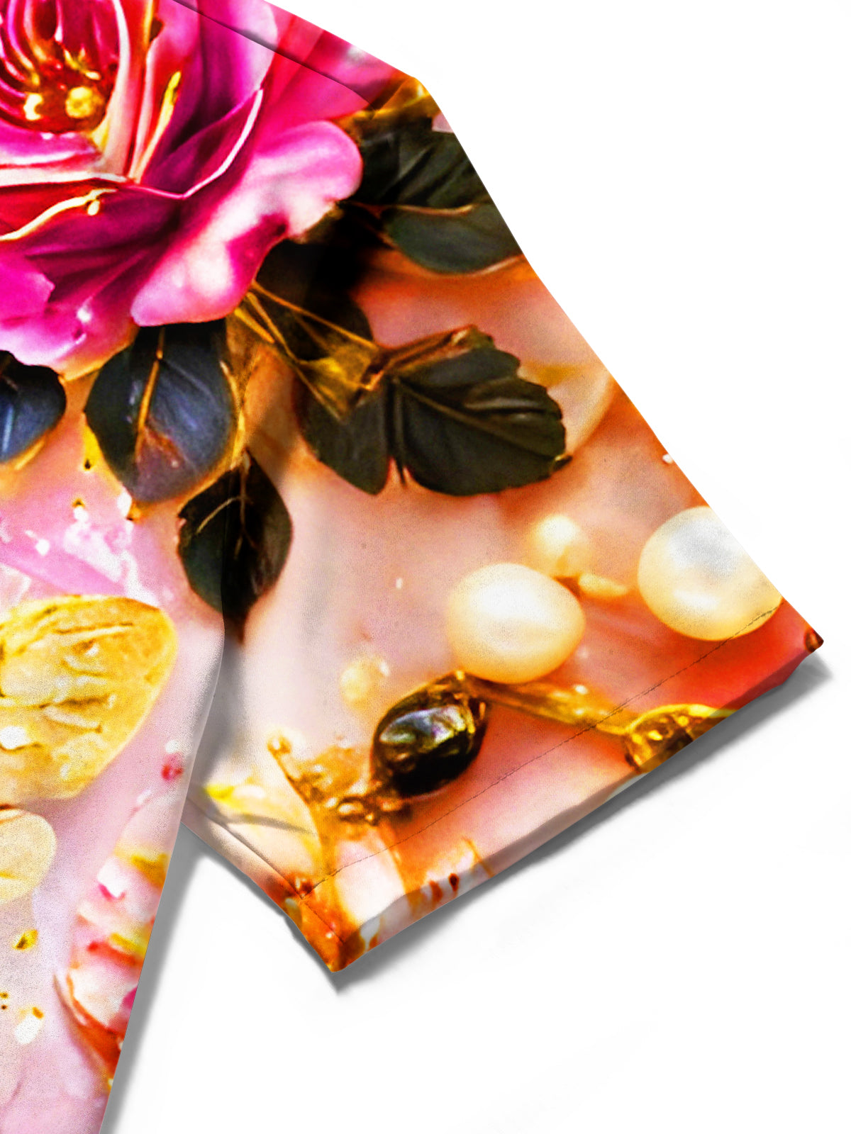 Art Gilded Bee Floral Men's Pocket Short Sleeve Shirts