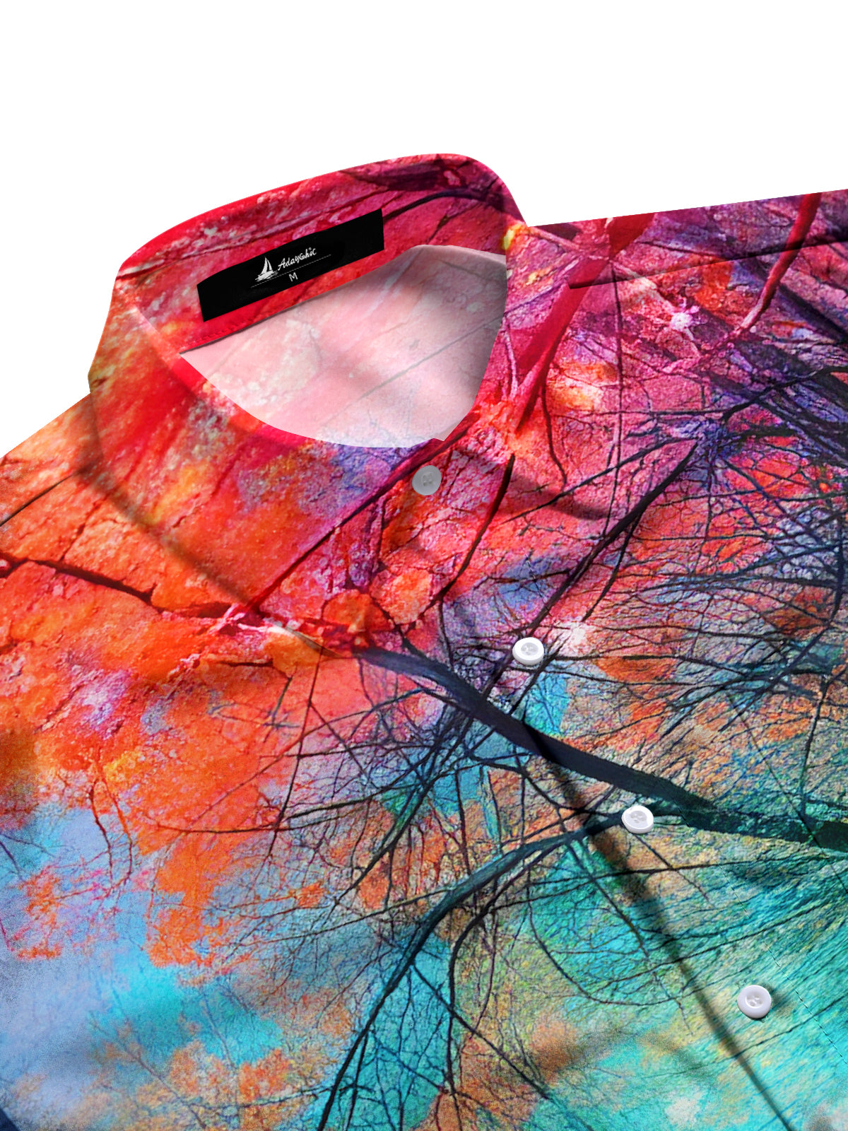 Art Gradient Forest Path Men's Pocket Long Sleeve Shirts