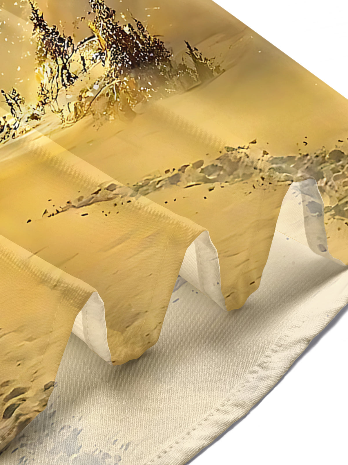 Yellow Winter Snow Scene Print Men's Pocket Short Sleeve Shirts