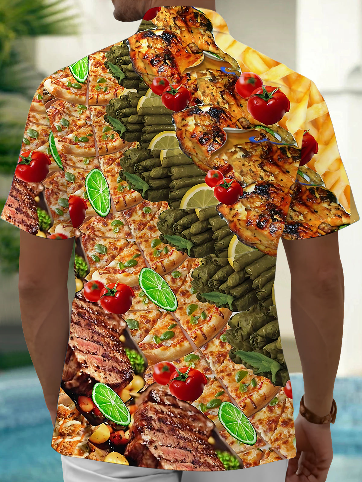 Food Print Men's Pocket Short Sleeve Shirts
