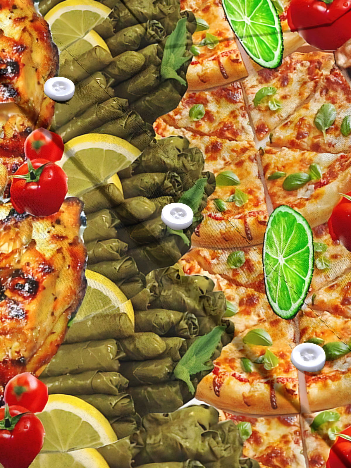 Food Print Men's Pocket Short Sleeve Shirts