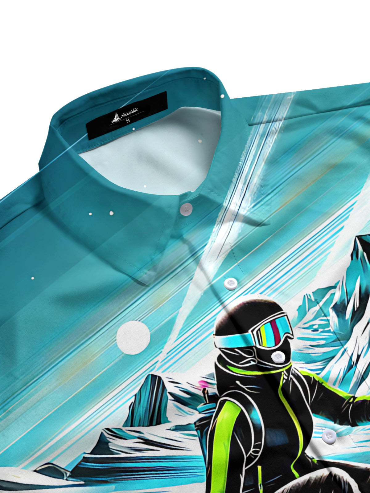 Ski Art Print Men's Pocket Long Sleeve Shirts
