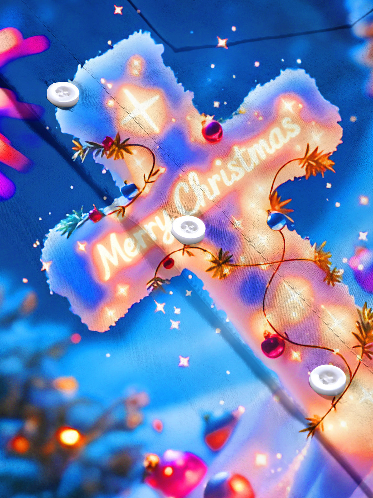 Snowy Christmas Cross Xmas Men's Pocket Short Sleeve Shirts