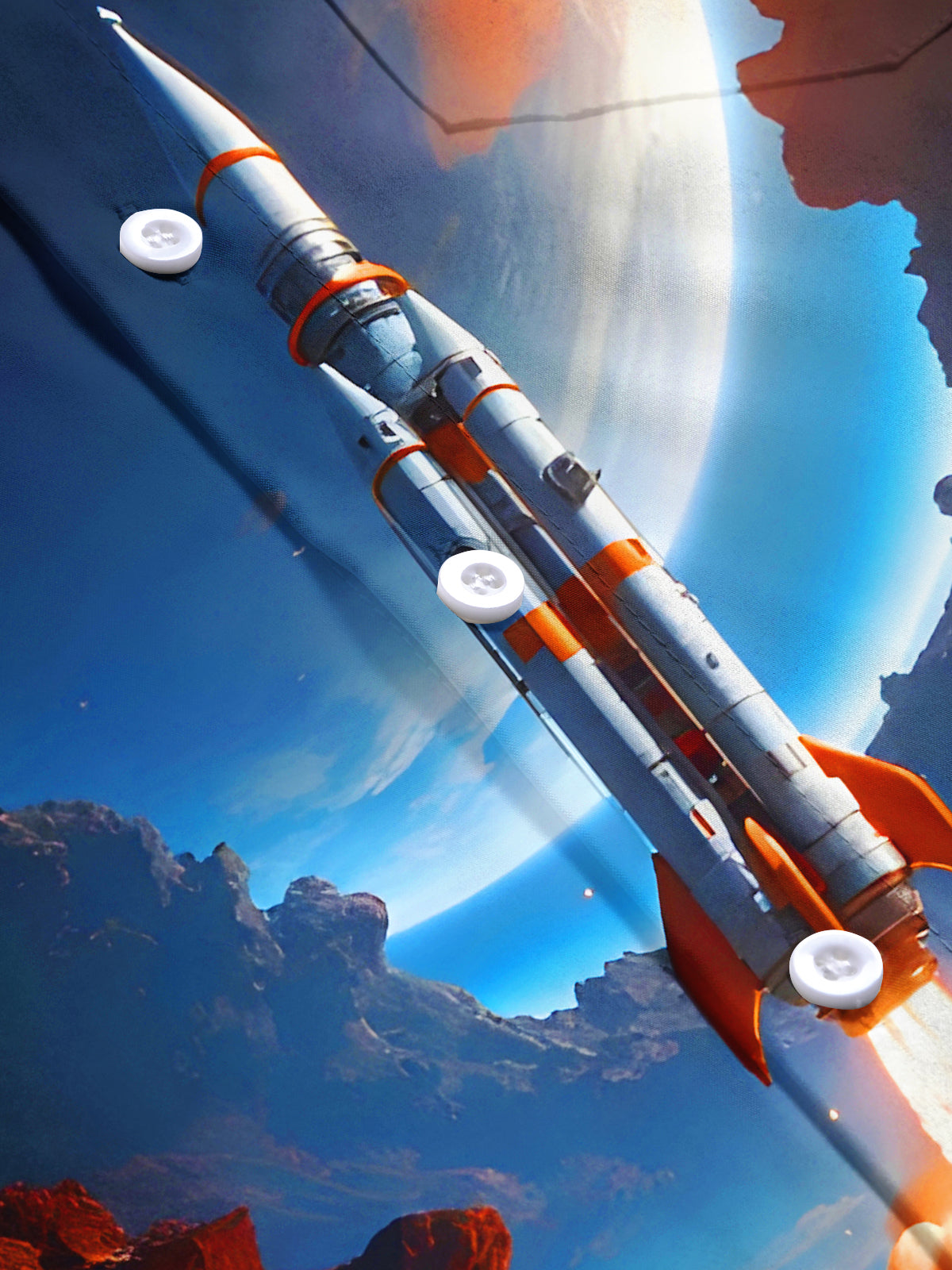 Rocket Launch In Space Men's Pocket Long Sleeve Shirts