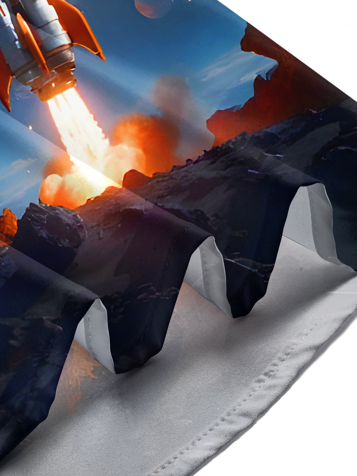 Rocket Launch In Space Men's Pocket Long Sleeve Shirts