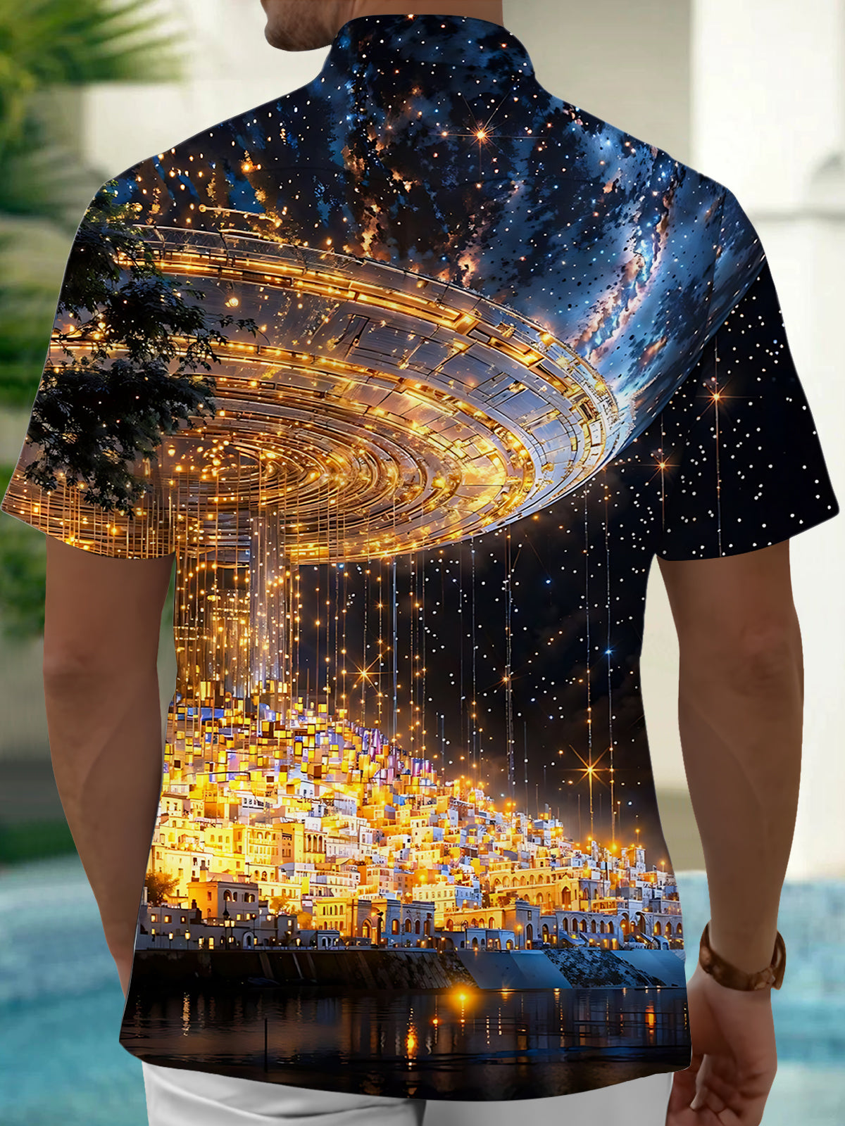 Architectural Print Men's Pocket Short Sleeve Shirts