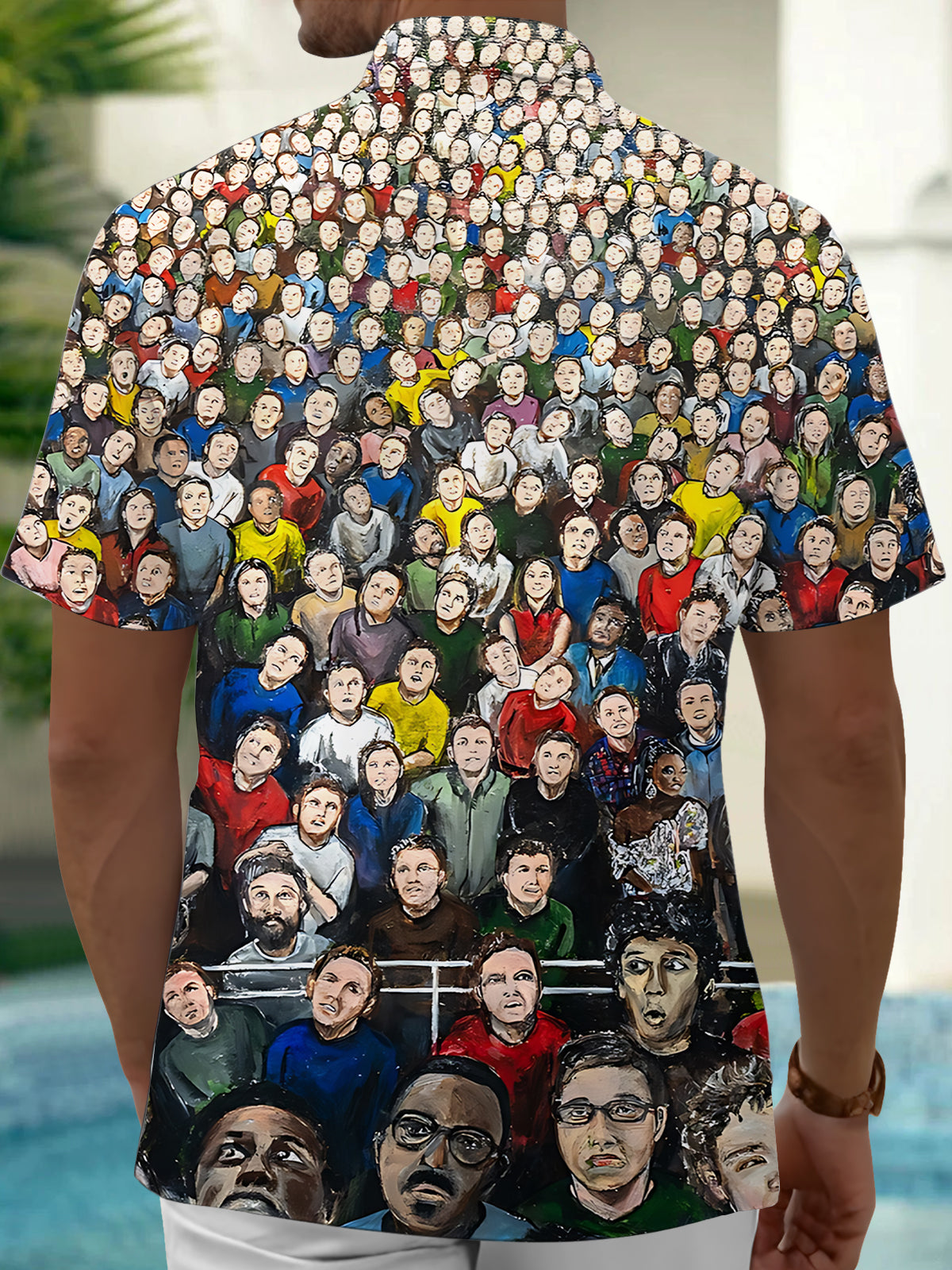 Face Art Print Men's Pocket Short Sleeve Shirts