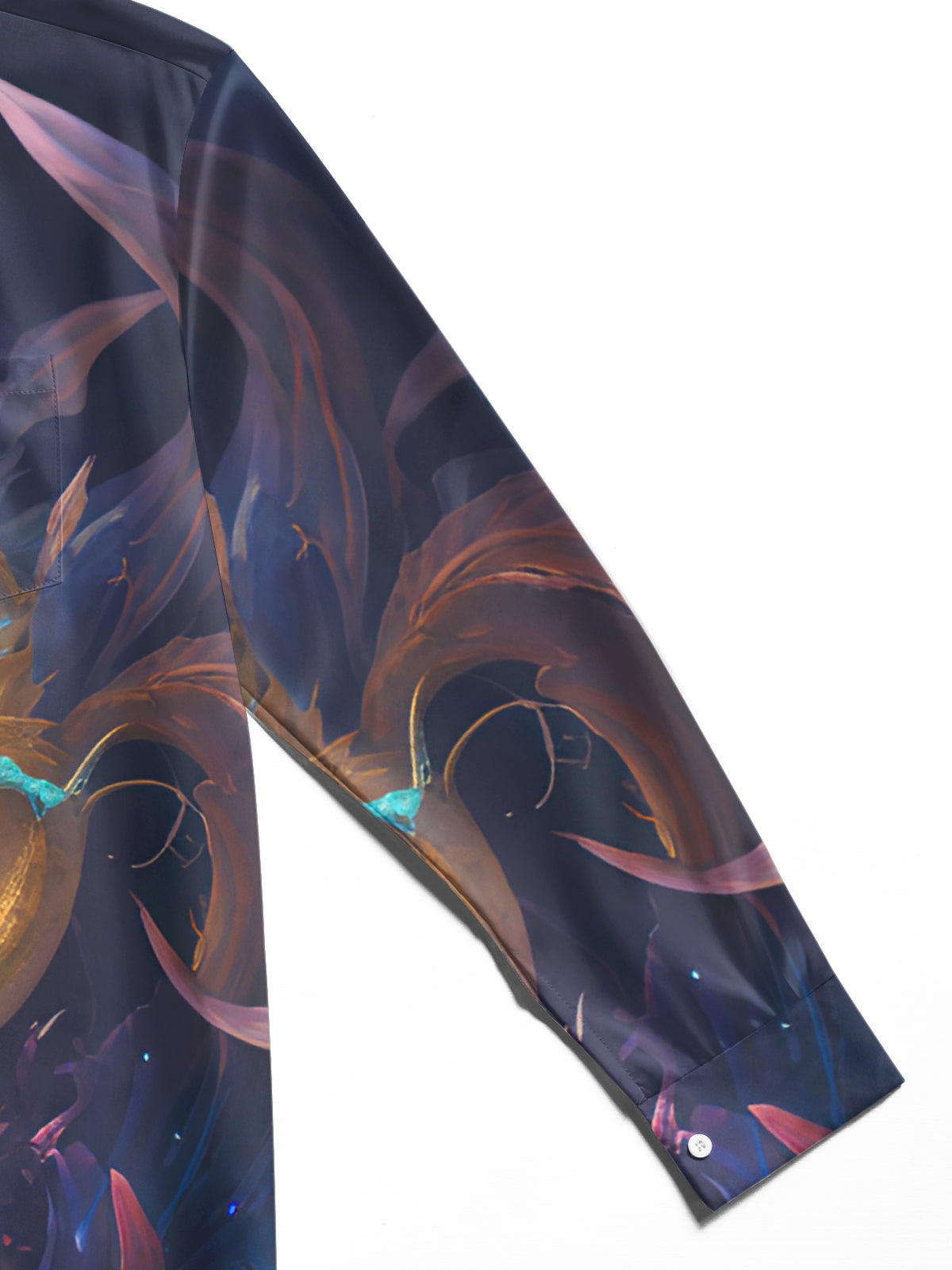 Dragon Print Men's Pocket Long Sleeve Shirts