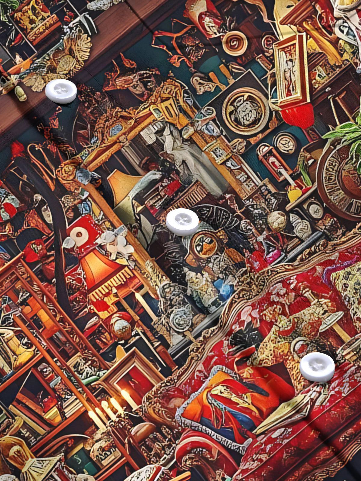 Vintage Art Print Men's Pocket Long Sleeve Shirts