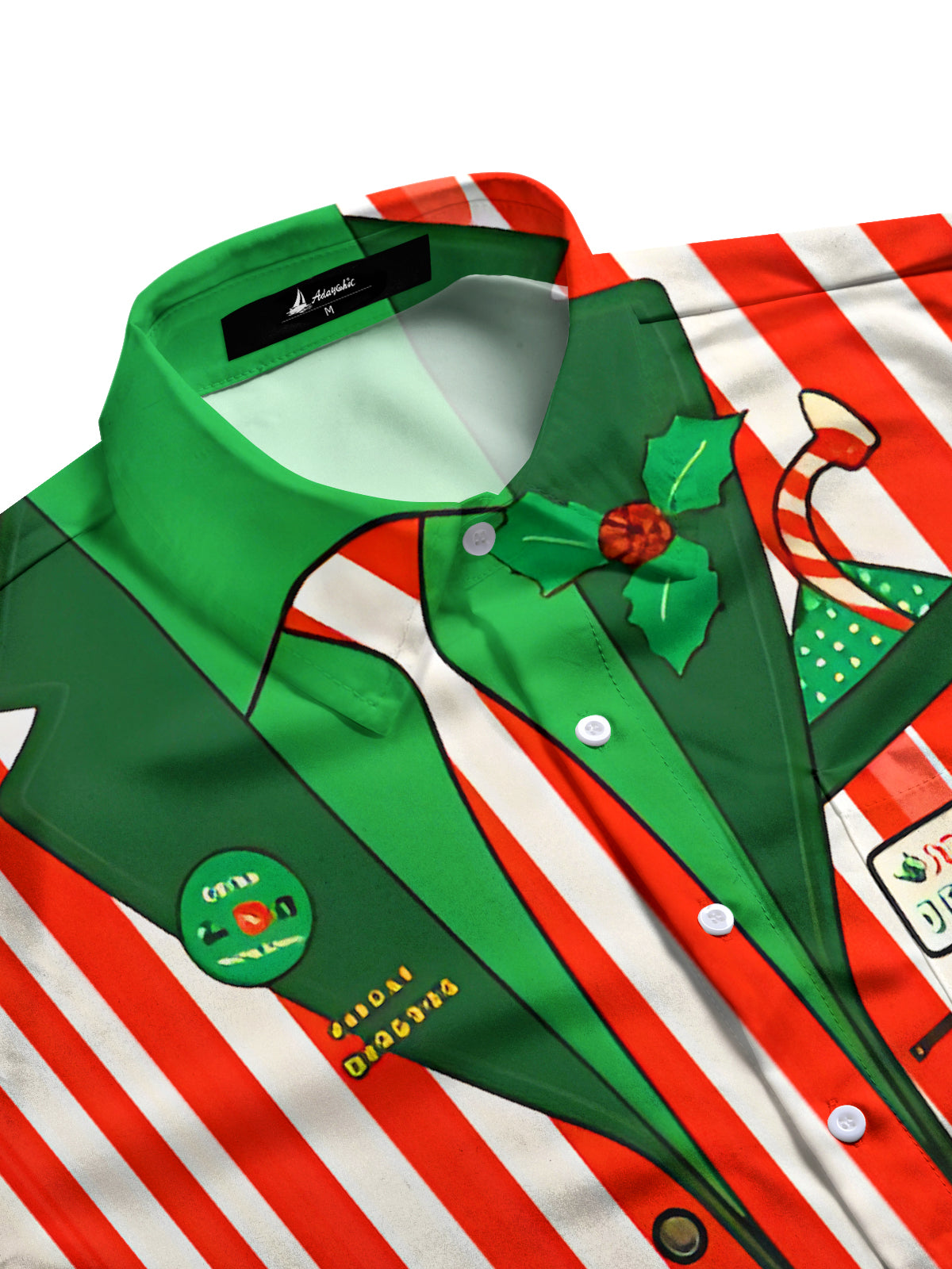 Fun Color-blocked Striped Christmas Xmas Men's Pocket Short Sleeve Shirts