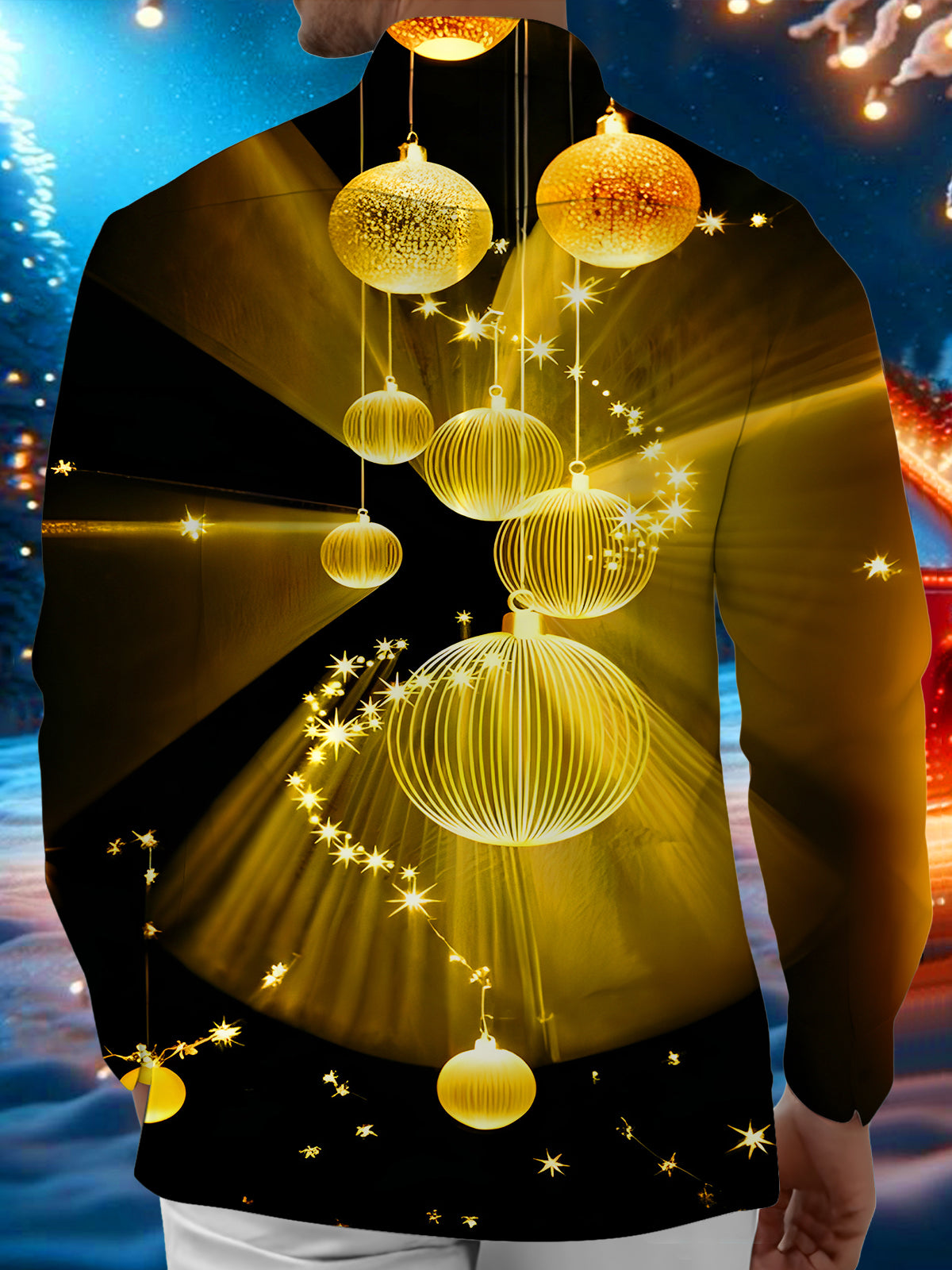 Shiny Golden Disco Ball Men's Pocket Long Sleeve Shirts