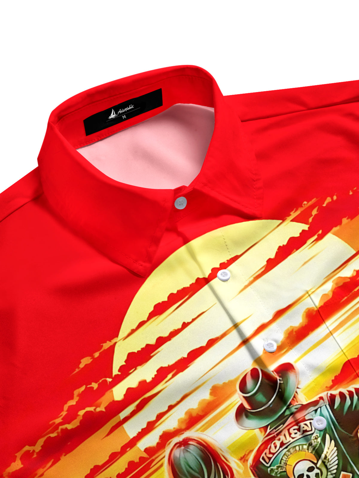 Sunset Landscape Print Men's Pocket Short Sleeve Shirts