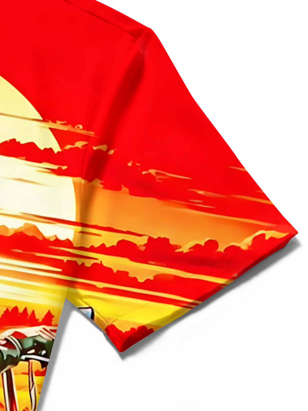 Sunset Landscape Print Men's Pocket Short Sleeve Shirts