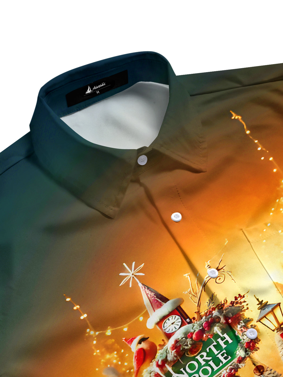 Winter Snow Scene Christmas Tree Xmas Men's Pocket Long Sleeve Shirts