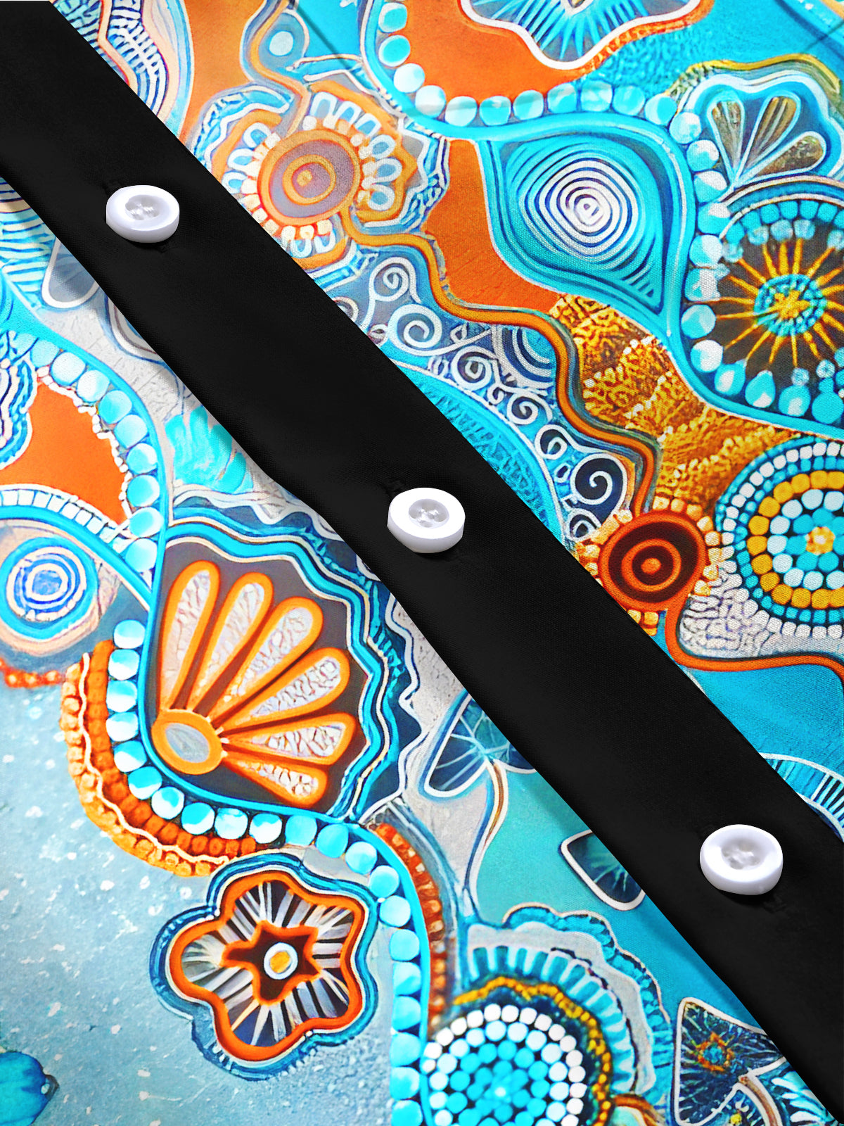 Abstract Ocean Pattern Men's Pocket Long Sleeve Shirts