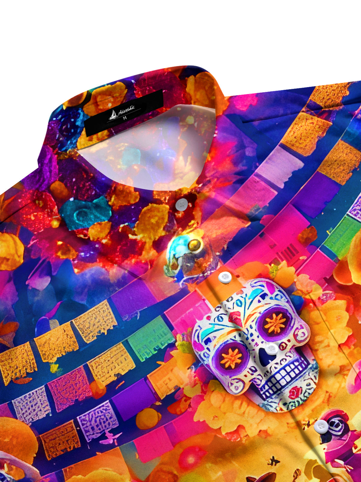 Fun Skull Carnival Concert Men's Pocket Long Sleeve Shirts