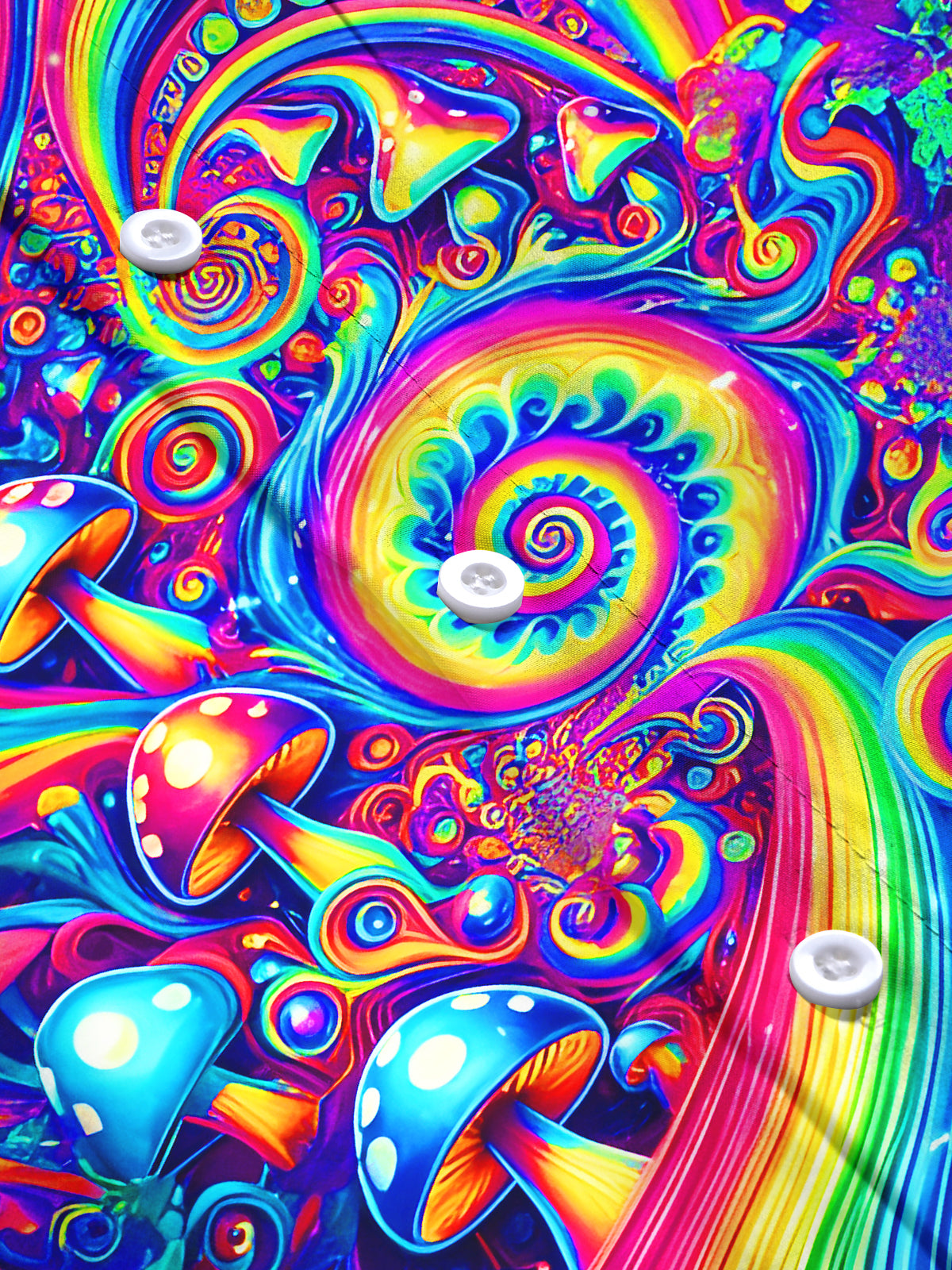 Psychedelic Mushroom Rainbow Swirls Men's Pocket Long Sleeve Shirts