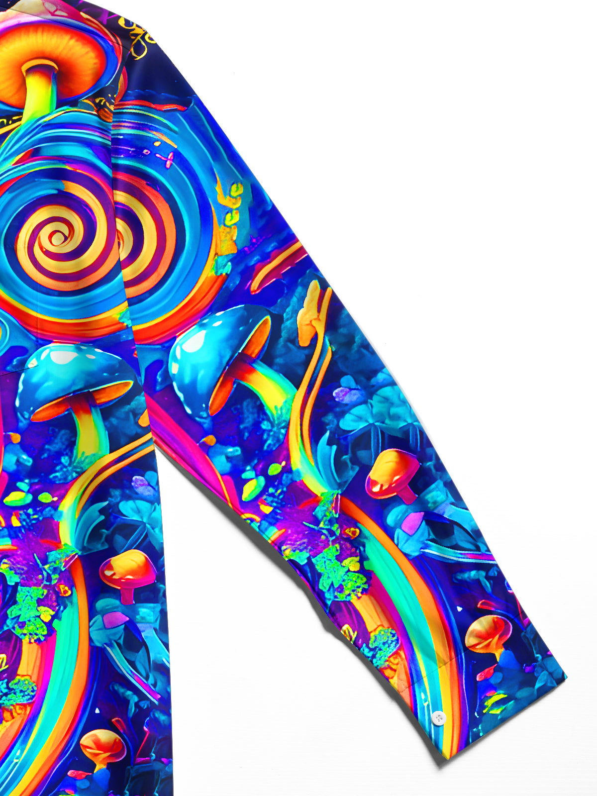 Psychedelic Mushroom Rainbow Swirls Men's Pocket Long Sleeve Shirts