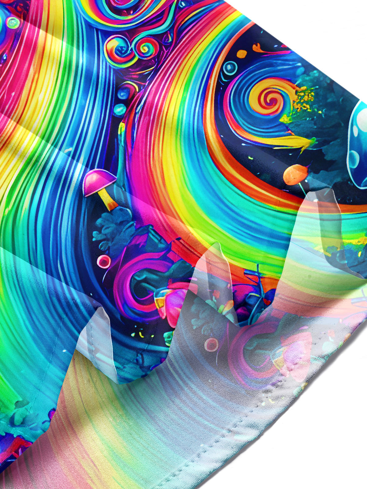 Psychedelic Mushroom Rainbow Swirls Men's Pocket Long Sleeve Shirts