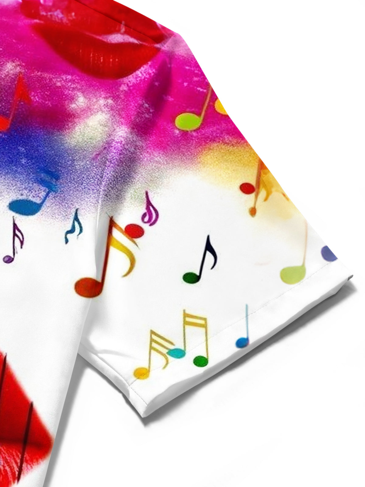 Lip Piano Note Gradient Print Men's Pocket Short Sleeve Shirts
